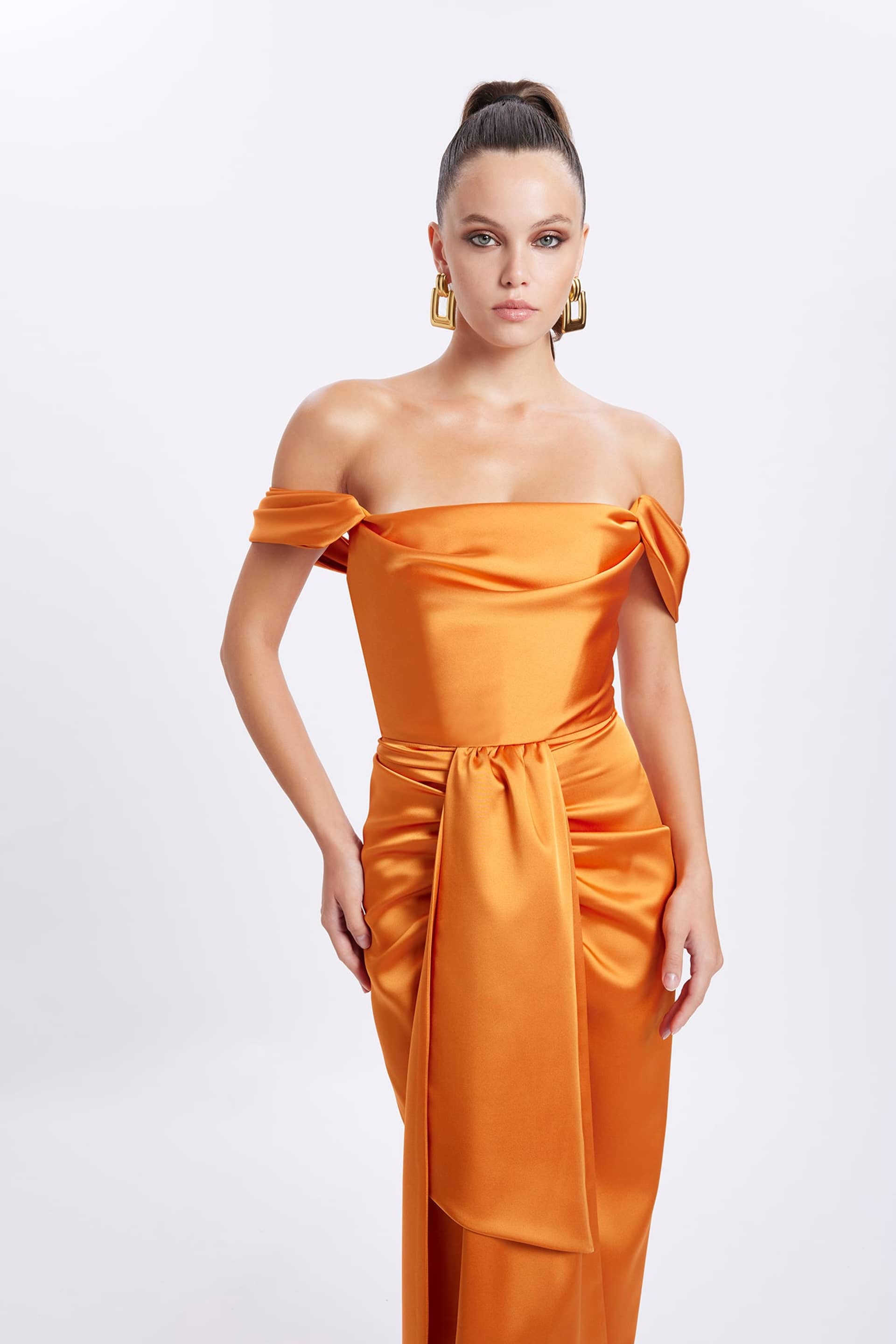 Cloe Satin Dress - Spicy Orange made by Gigii's