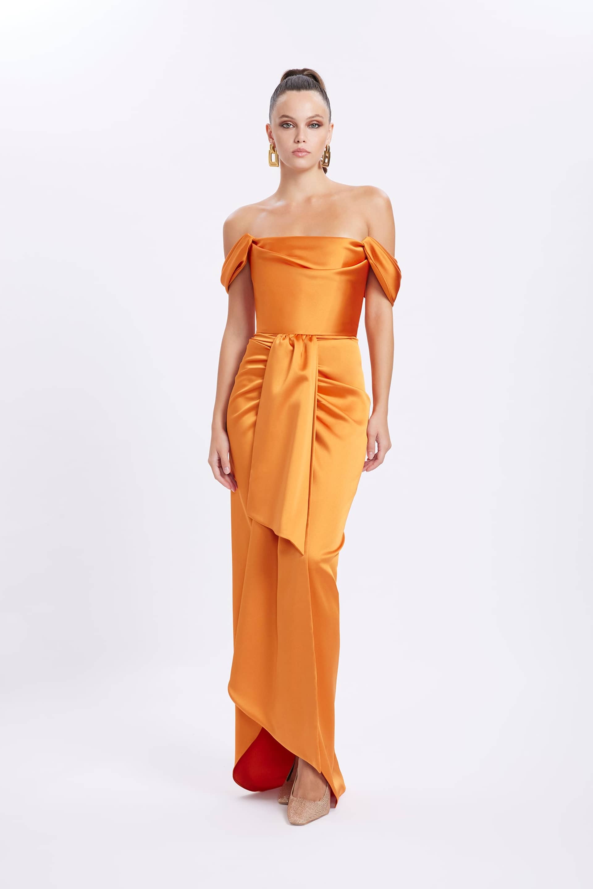 Cloe Satin Dress - Spicy Orange made by Gigii's