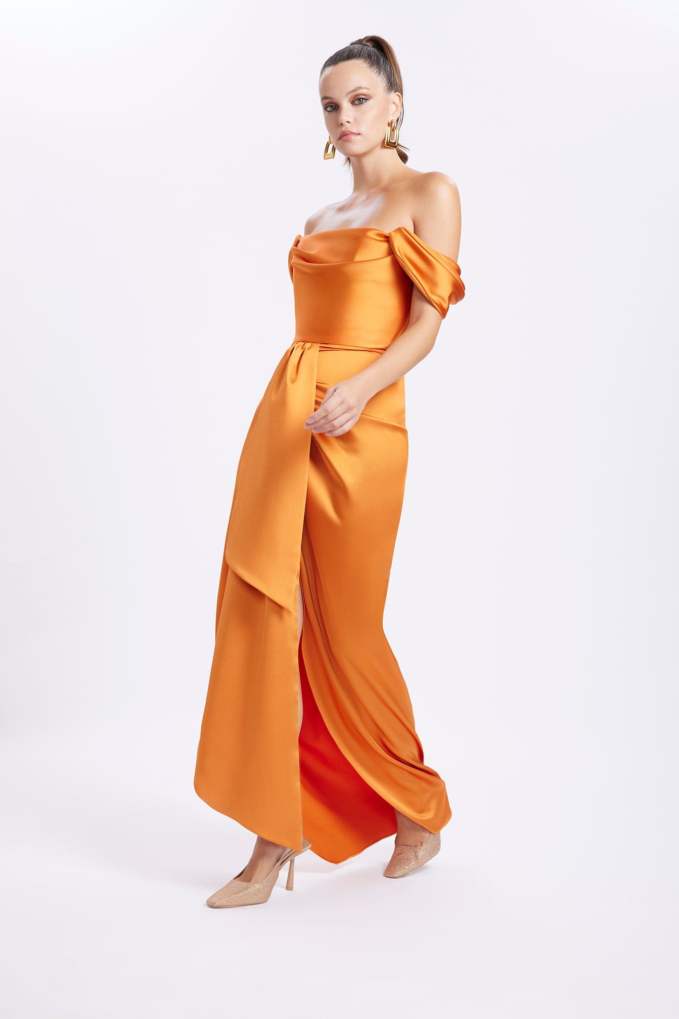 Cloe Satin Dress - Spicy Orange made by Gigii's