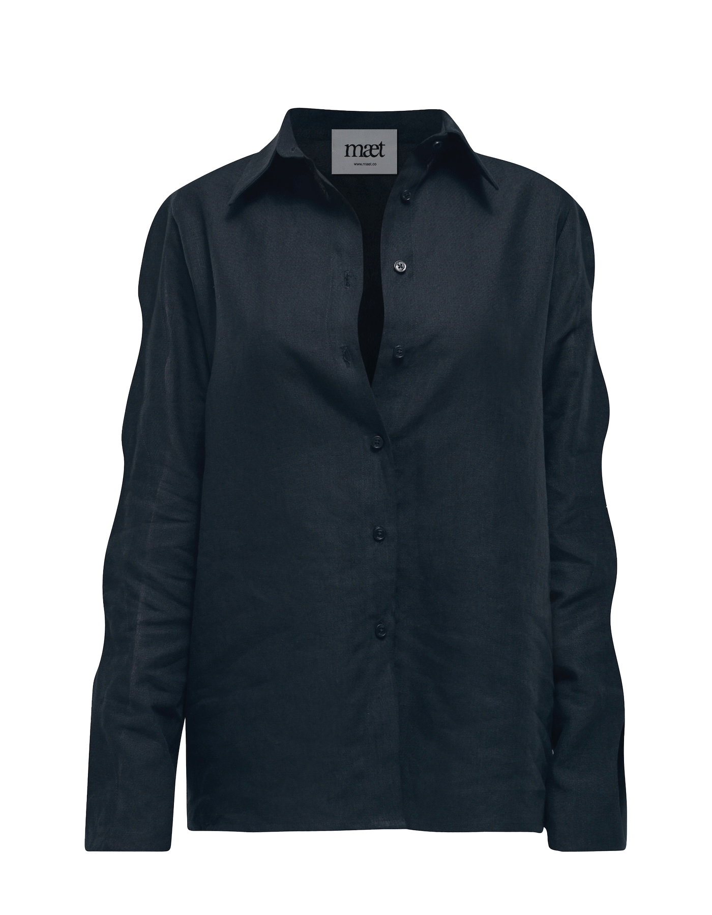 NEREUS Black Cut-Out Linen Shirt made by MAET