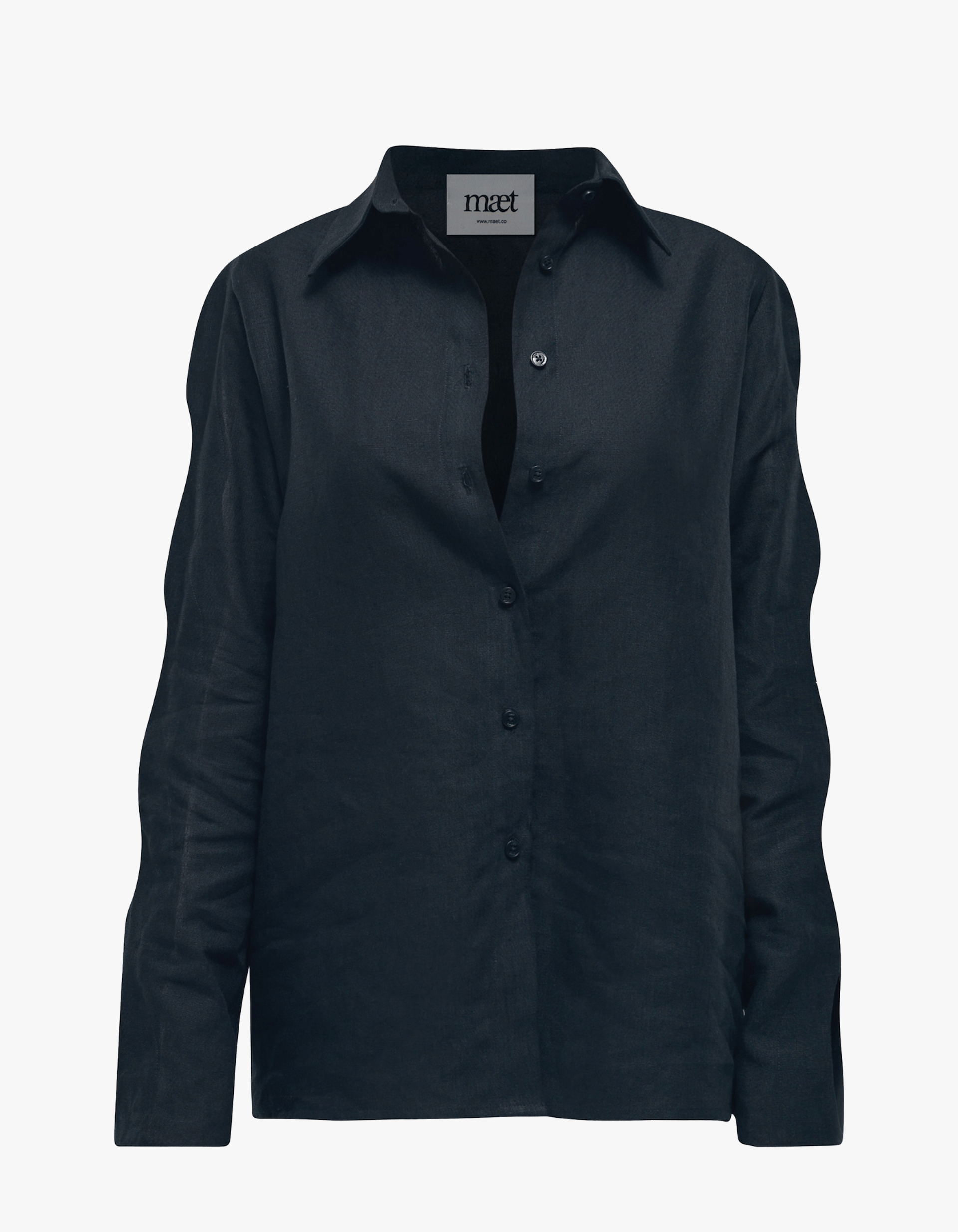 NEREUS Black Cut-Out Linen Shirt made by MAET