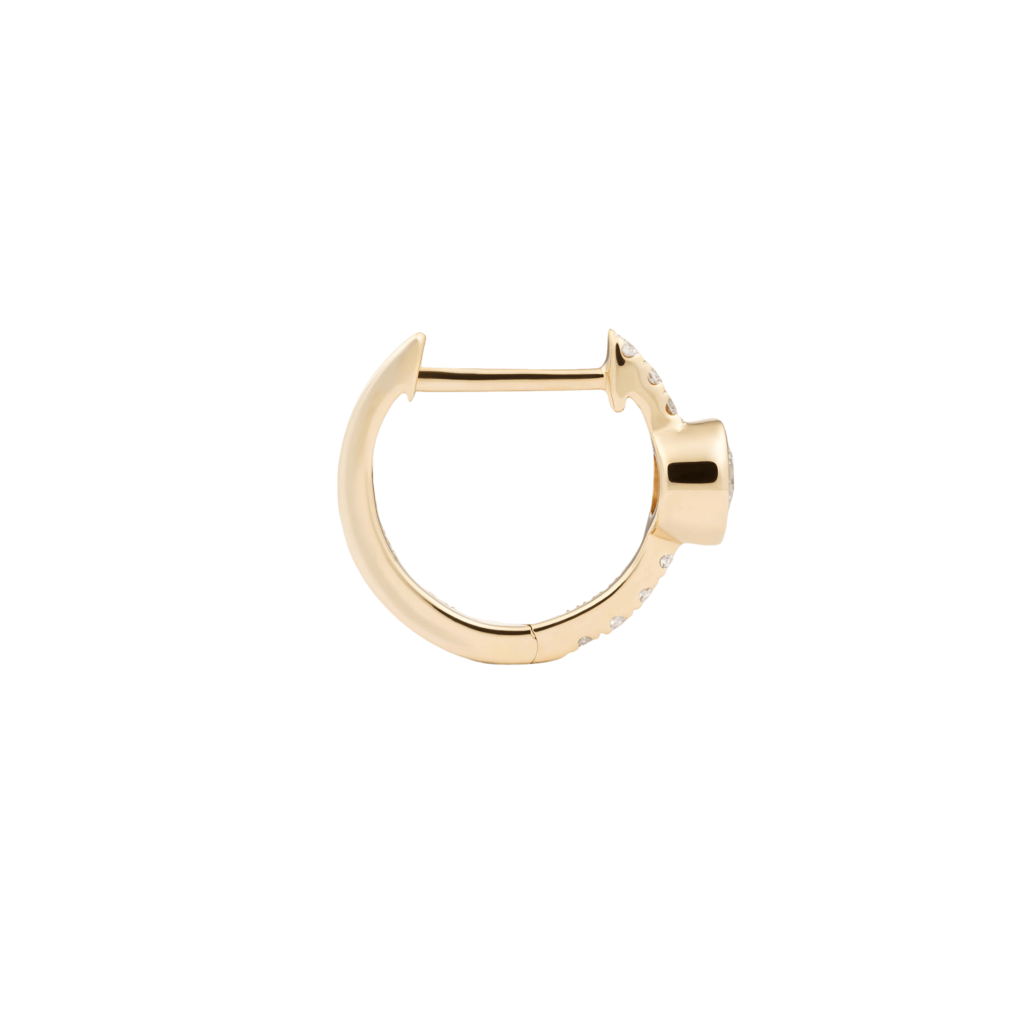 DOT DIAMOND HOOP - WHITE DIAMOND & PLAIN YELLOW GOLD - 11mm made by ENNUI