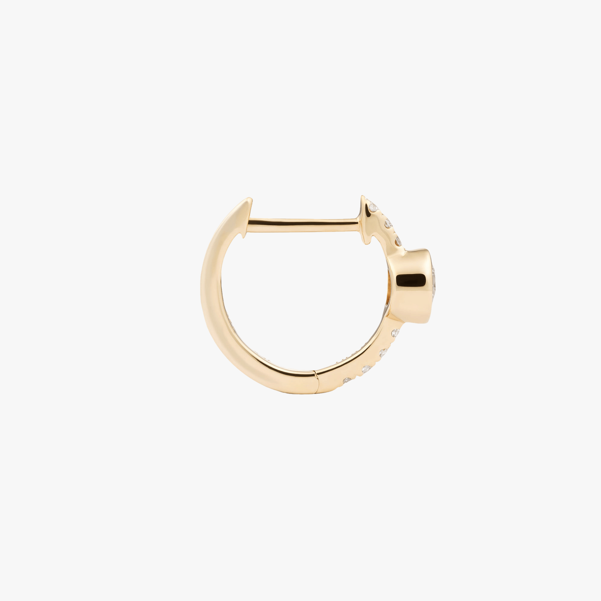 DOT DIAMOND HOOP - WHITE DIAMOND & PLAIN YELLOW GOLD - 11mm made by ENNUI