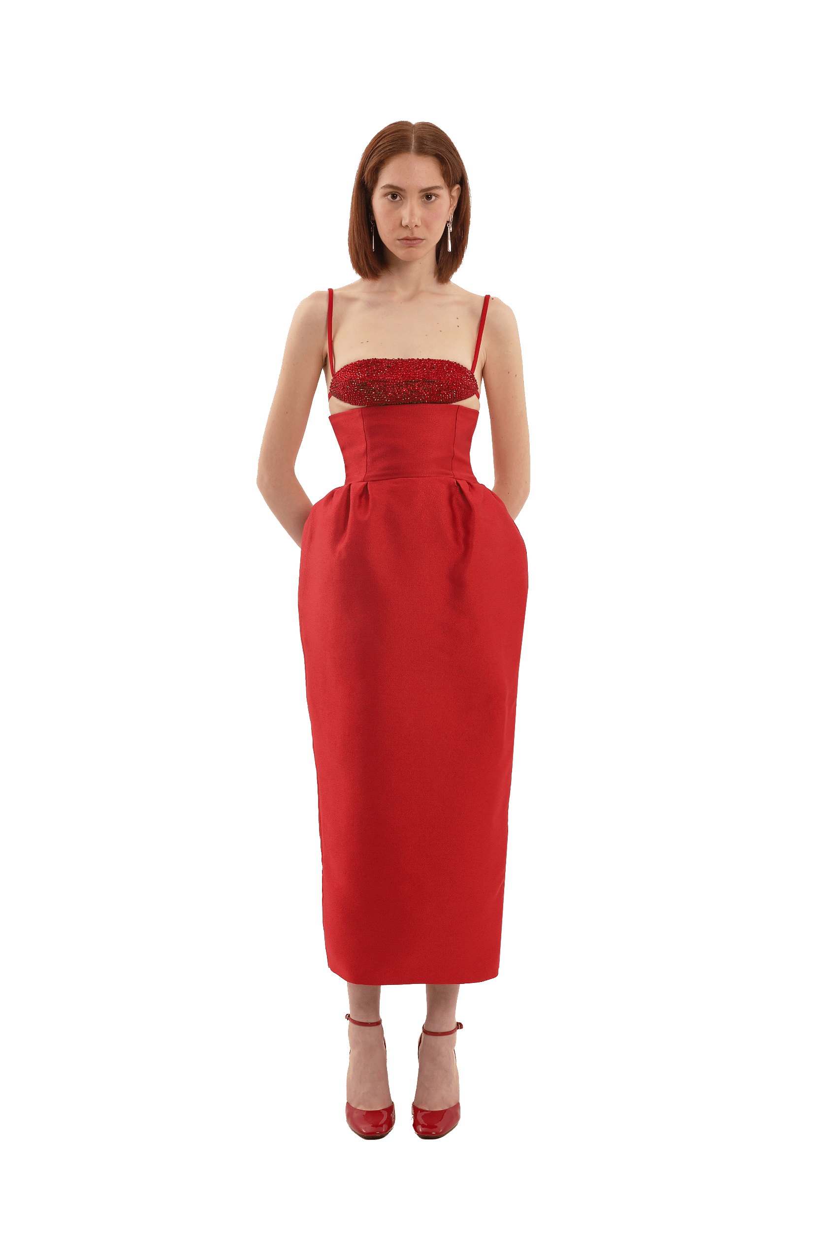 Red volume skirt made by Compte Spain
