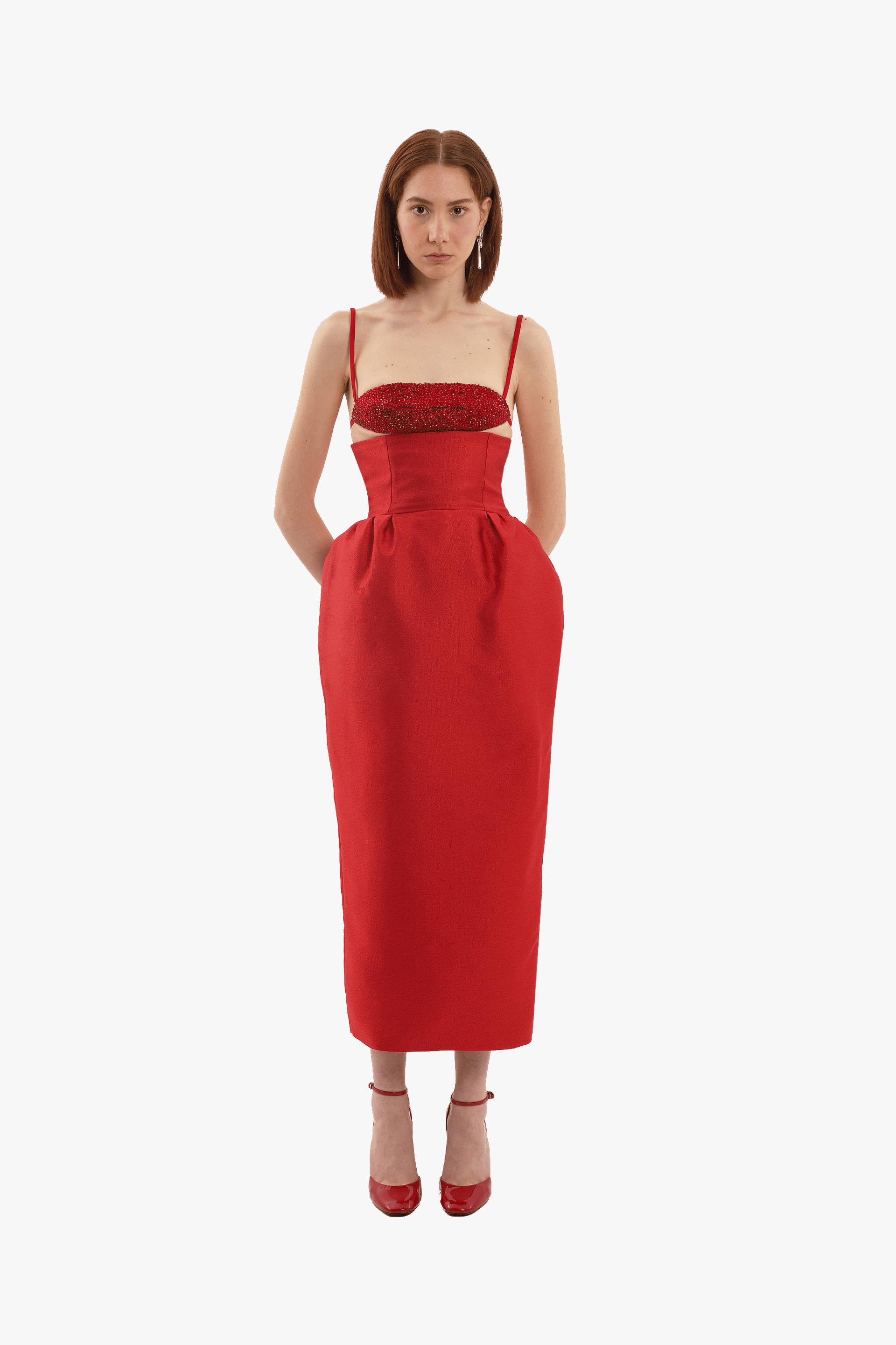 Red volume skirt made by Compte Spain