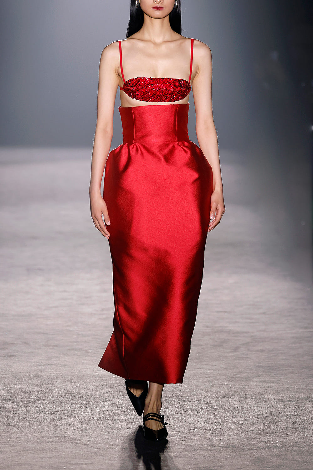 Red volume skirt made by Compte Spain