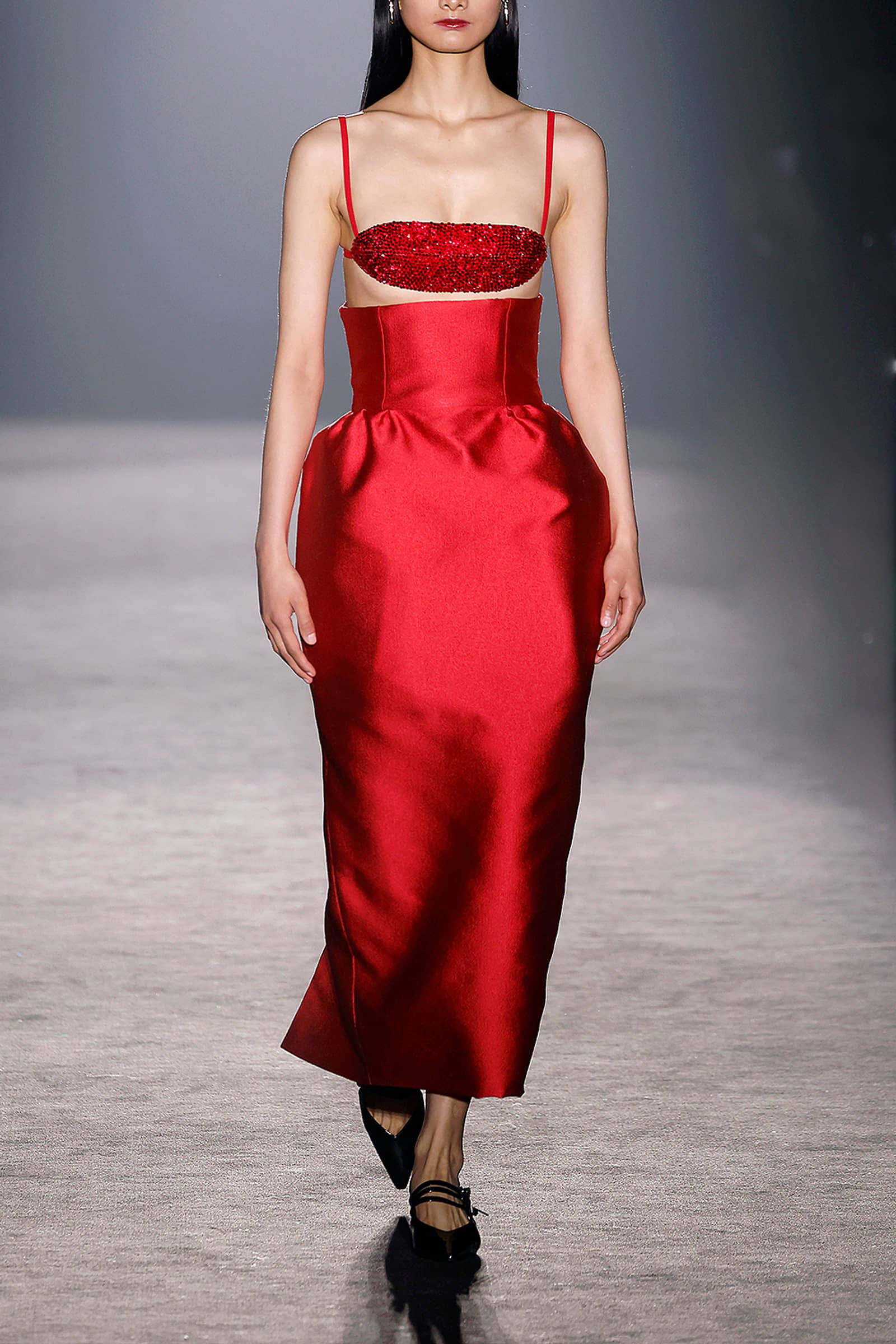 Red volume skirt made by Compte Spain