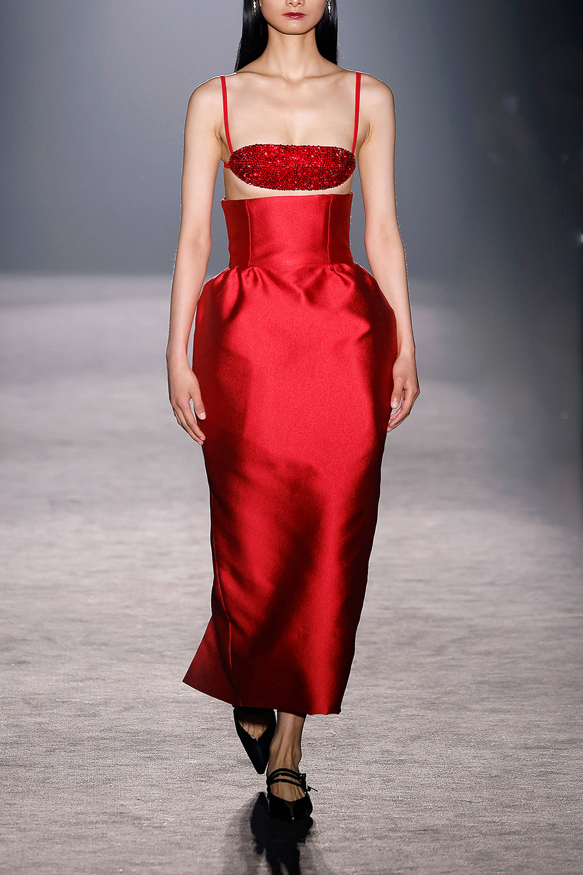 Red volume skirt made by Compte Spain