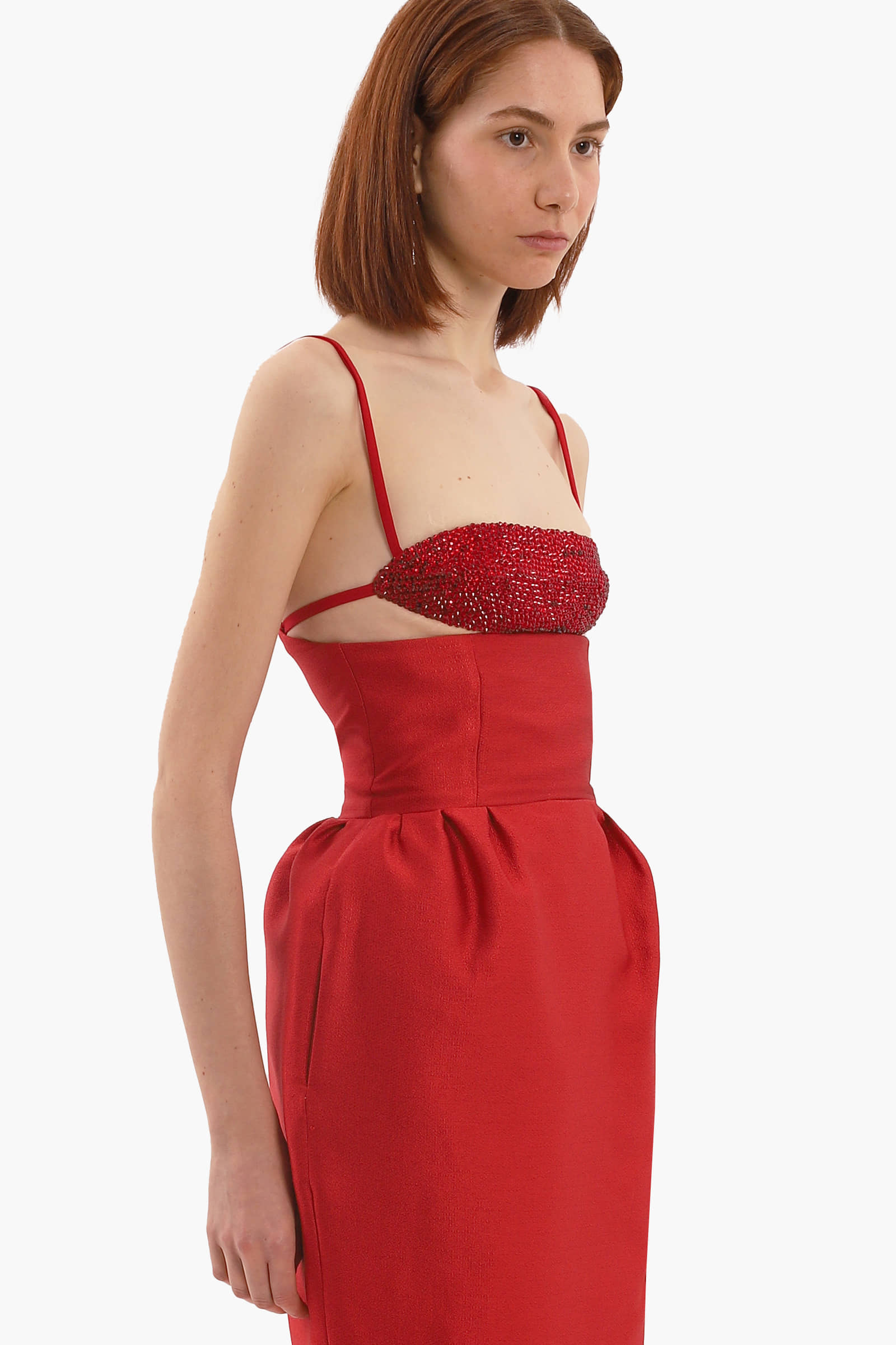 Red volume skirt made by Compte Spain