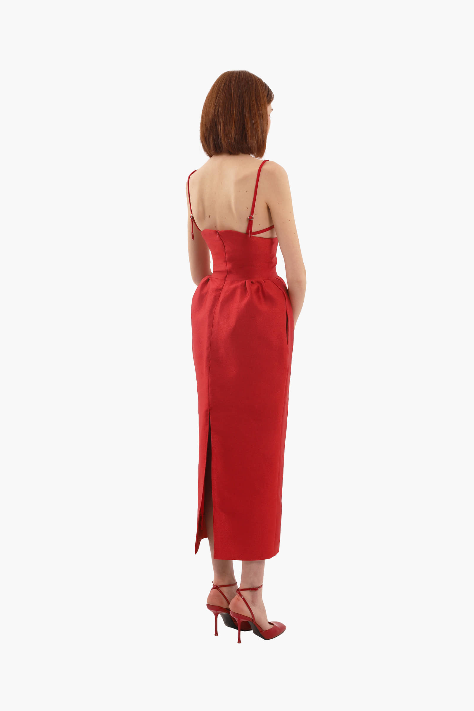Red volume skirt made by Compte Spain