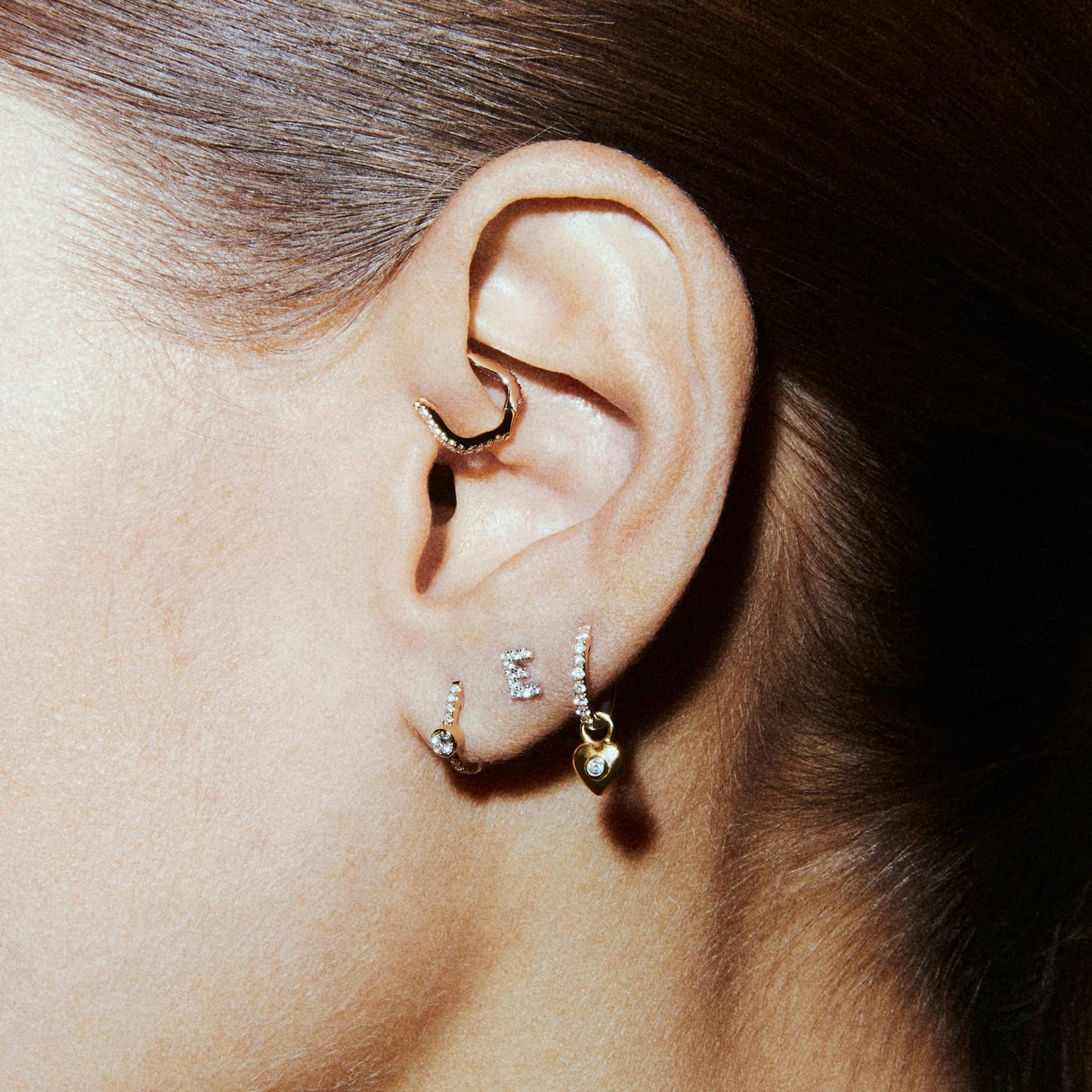 LETTER LABRET - WHITE DIAMONDS & WHITE GOLD made by ENNUI