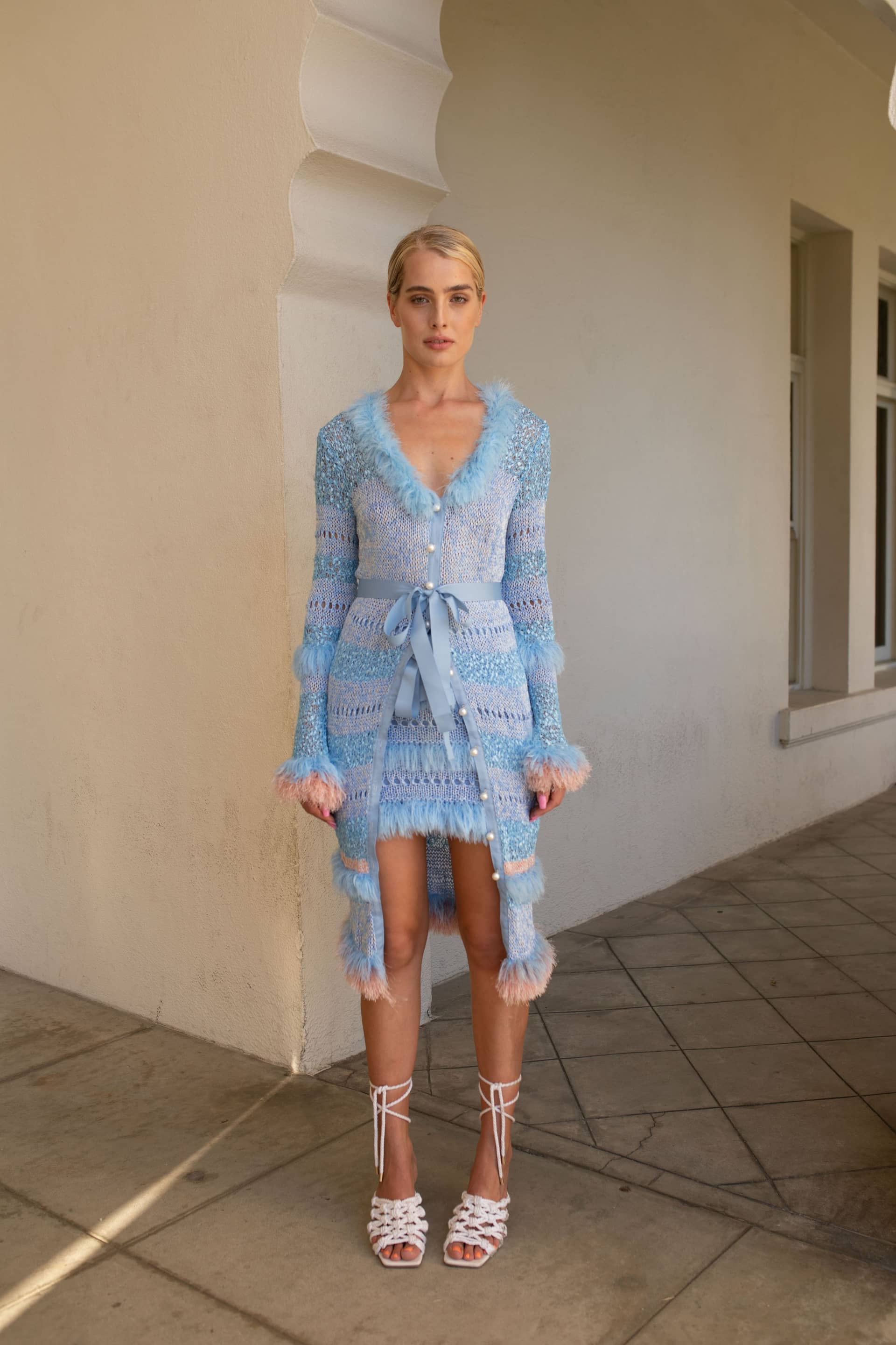 Blue Handmade Knit Skirt made by ANDREEVA