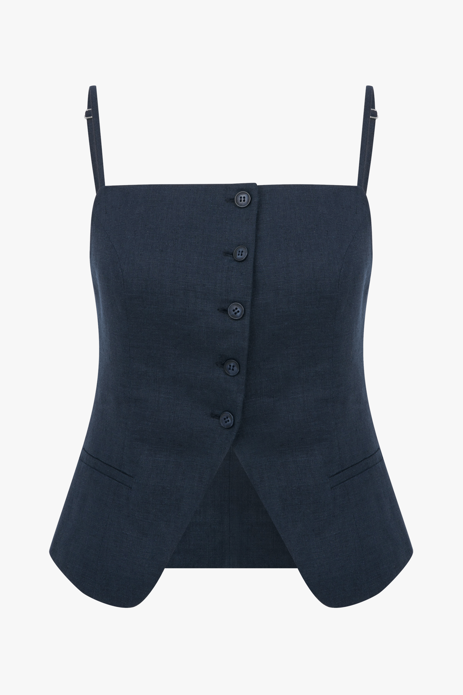 Marona Linen Top in Dark Navy made by Nazli Ceren