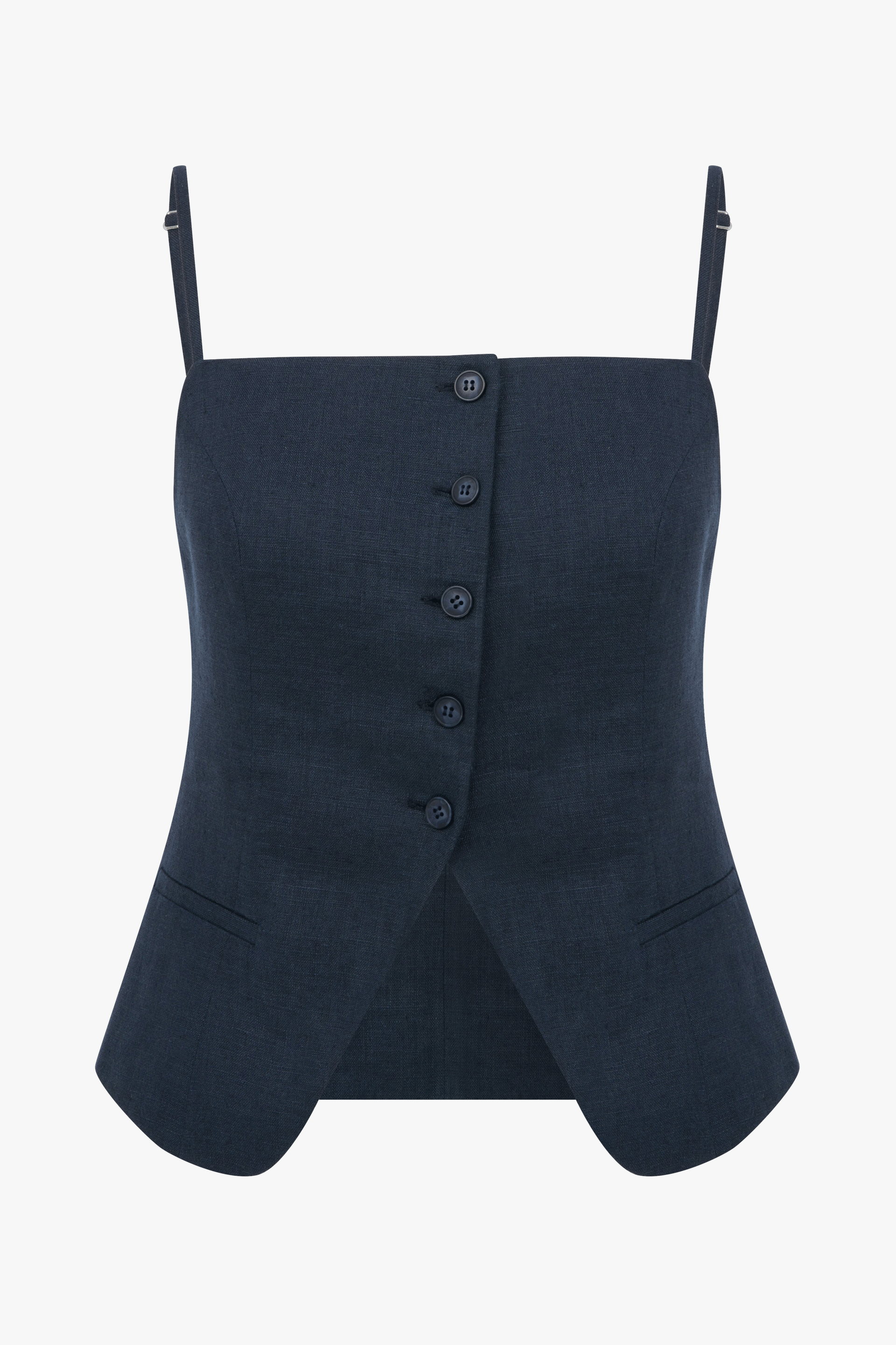 Marona Linen Top in Dark Navy made by Nazli Ceren