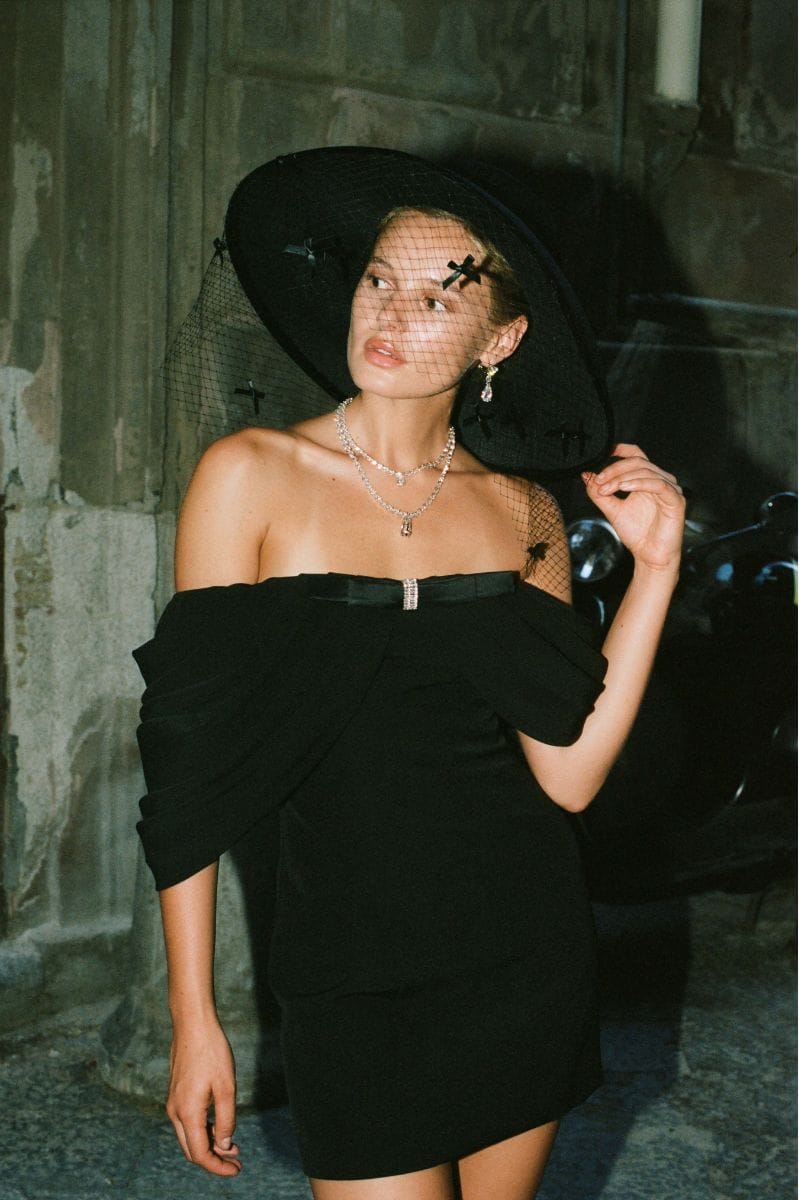 Kate Bow Dress (Black) made by Nana Jacqueline