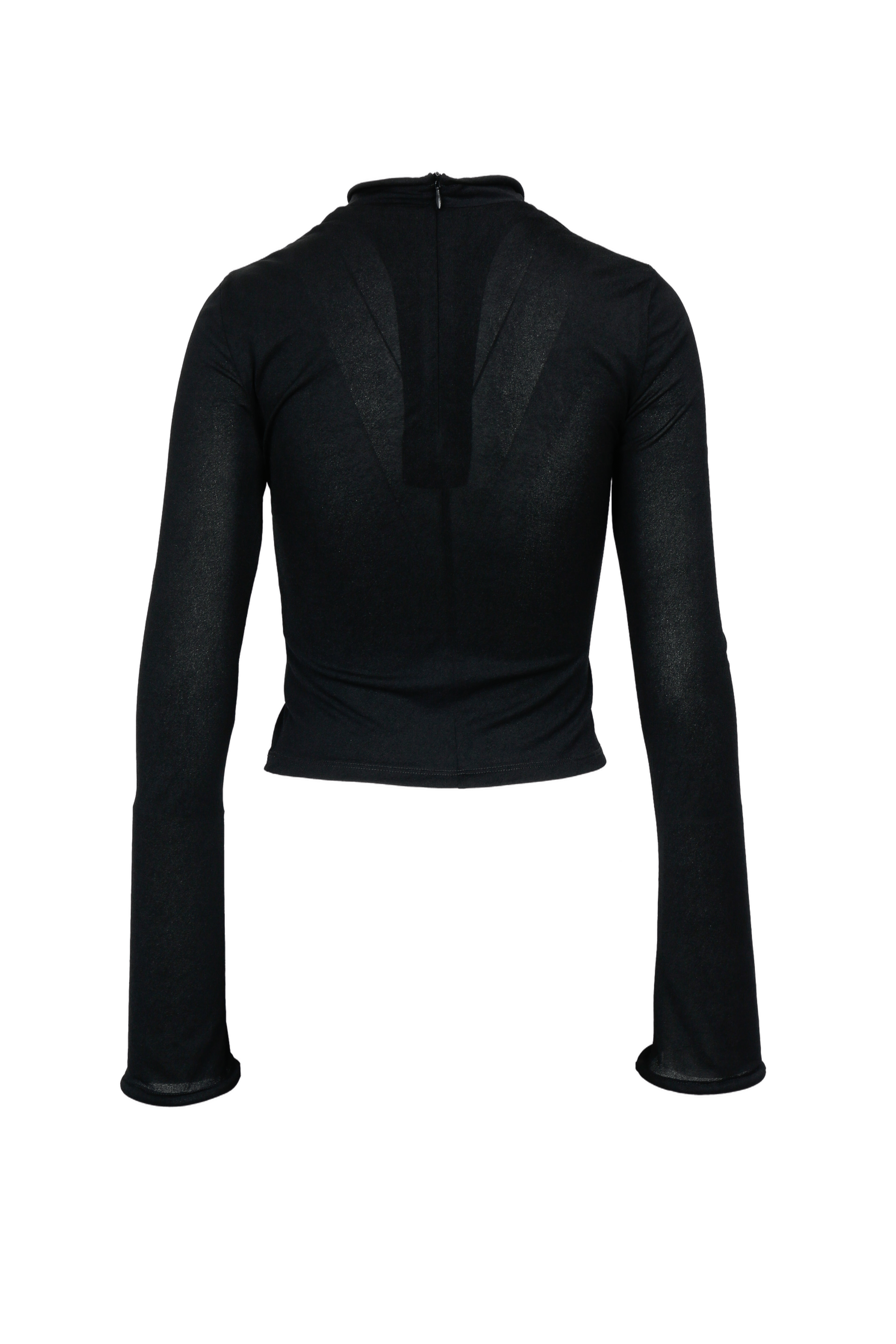 BLACK STRETCH MESH PANEL LONG-SLEEVE TOP made by YIBRI