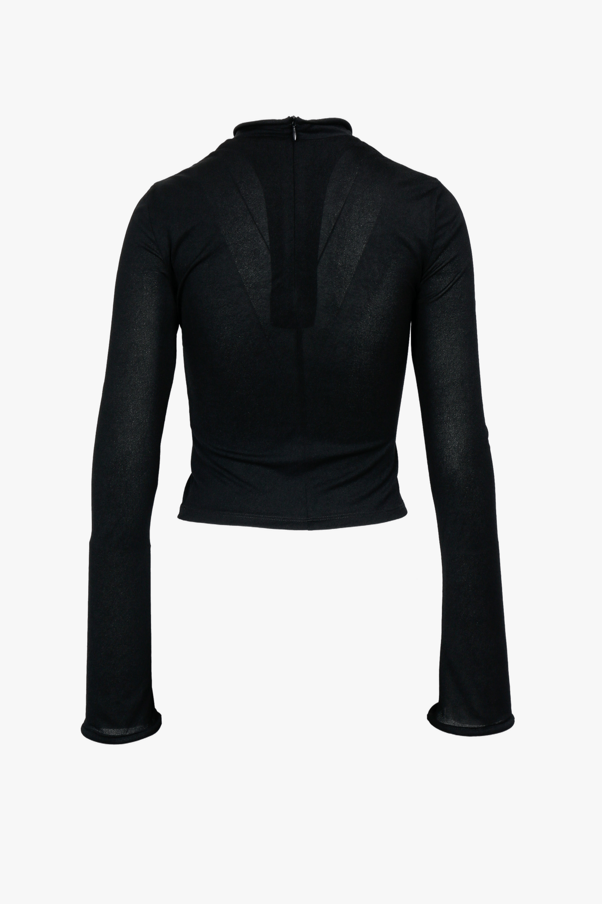 BLACK STRETCH MESH PANEL LONG-SLEEVE TOP made by YIBRI