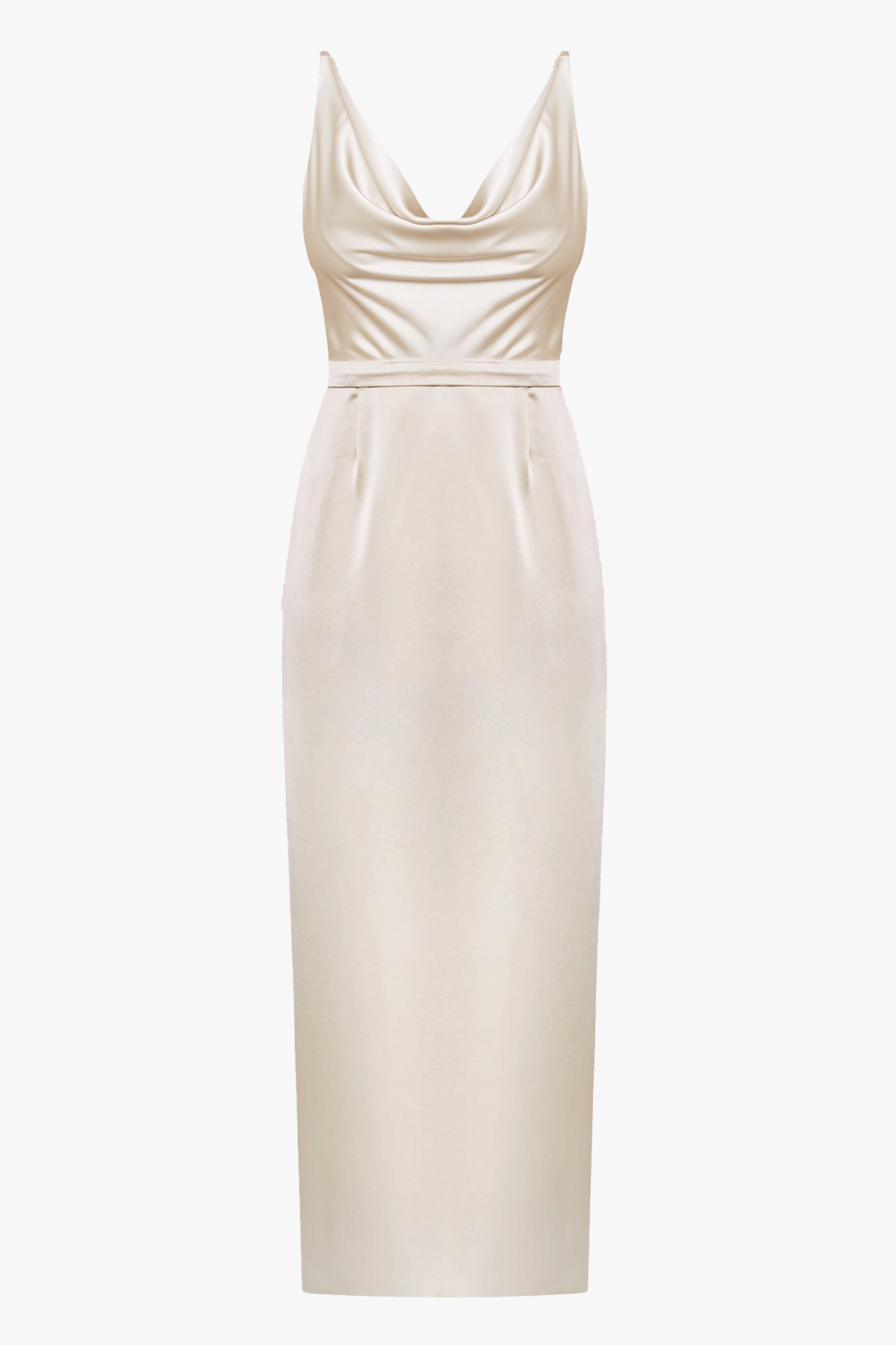 AMILA beige satin backless maxi dress made by UNDRESS