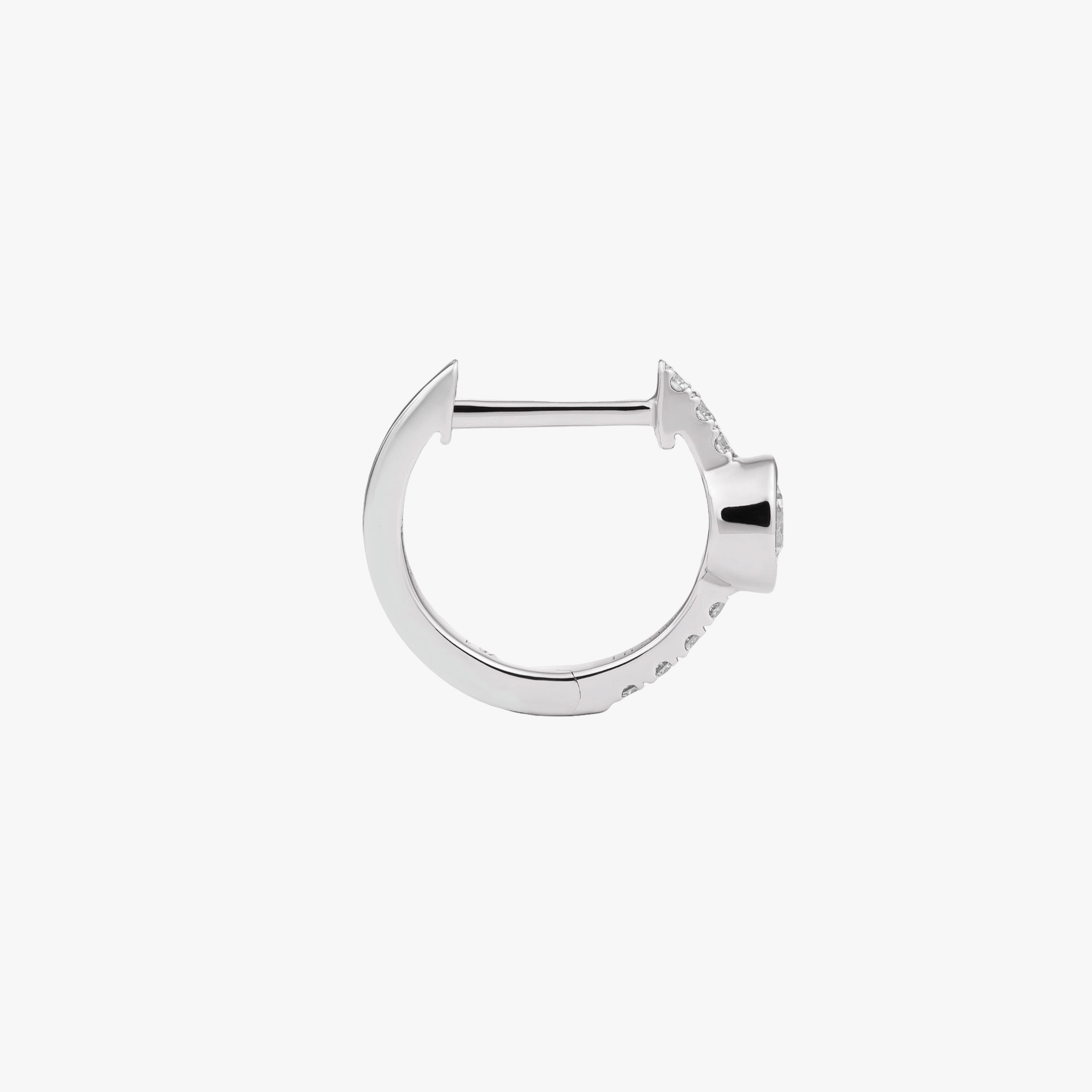 DOT DIAMOND HOOP - WHITE DIAMOND & PLAIN WHITE GOLD - 11mm made by ENNUI