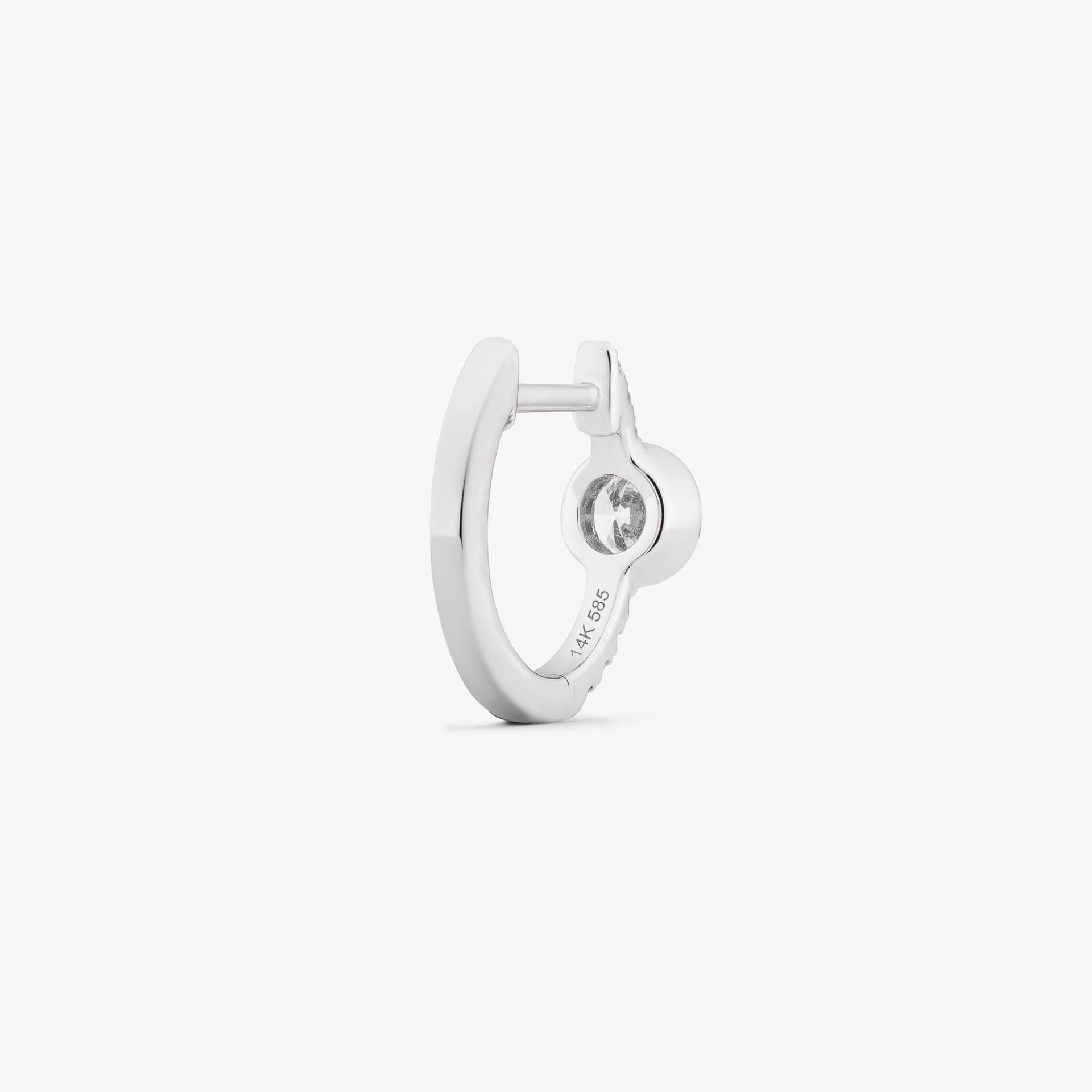 DOT DIAMOND HOOP - WHITE DIAMOND & PLAIN WHITE GOLD - 11mm made by ENNUI