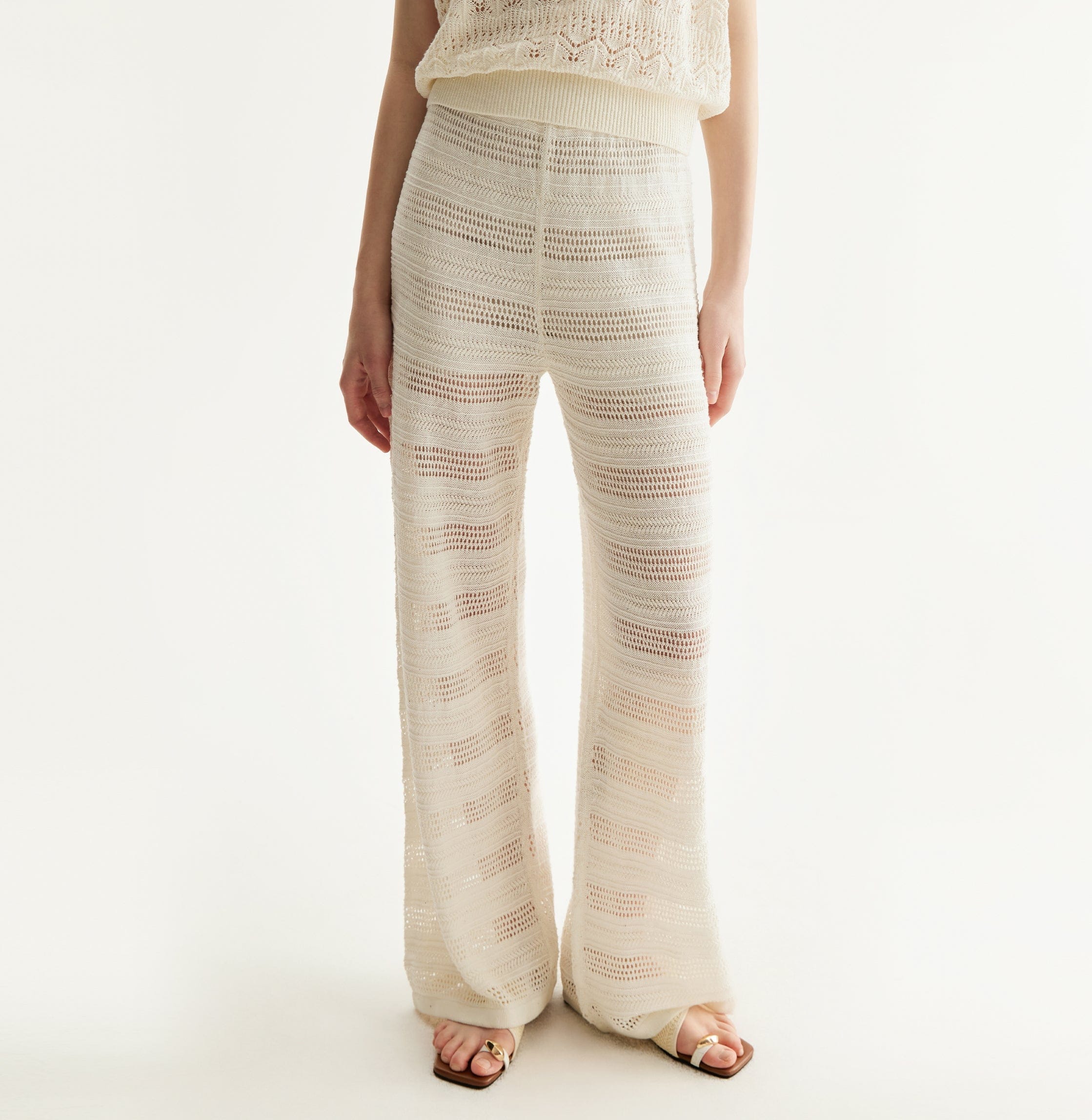 LINEN SEQUINED POINTELLE TROUSERS made by CRUSH Collection