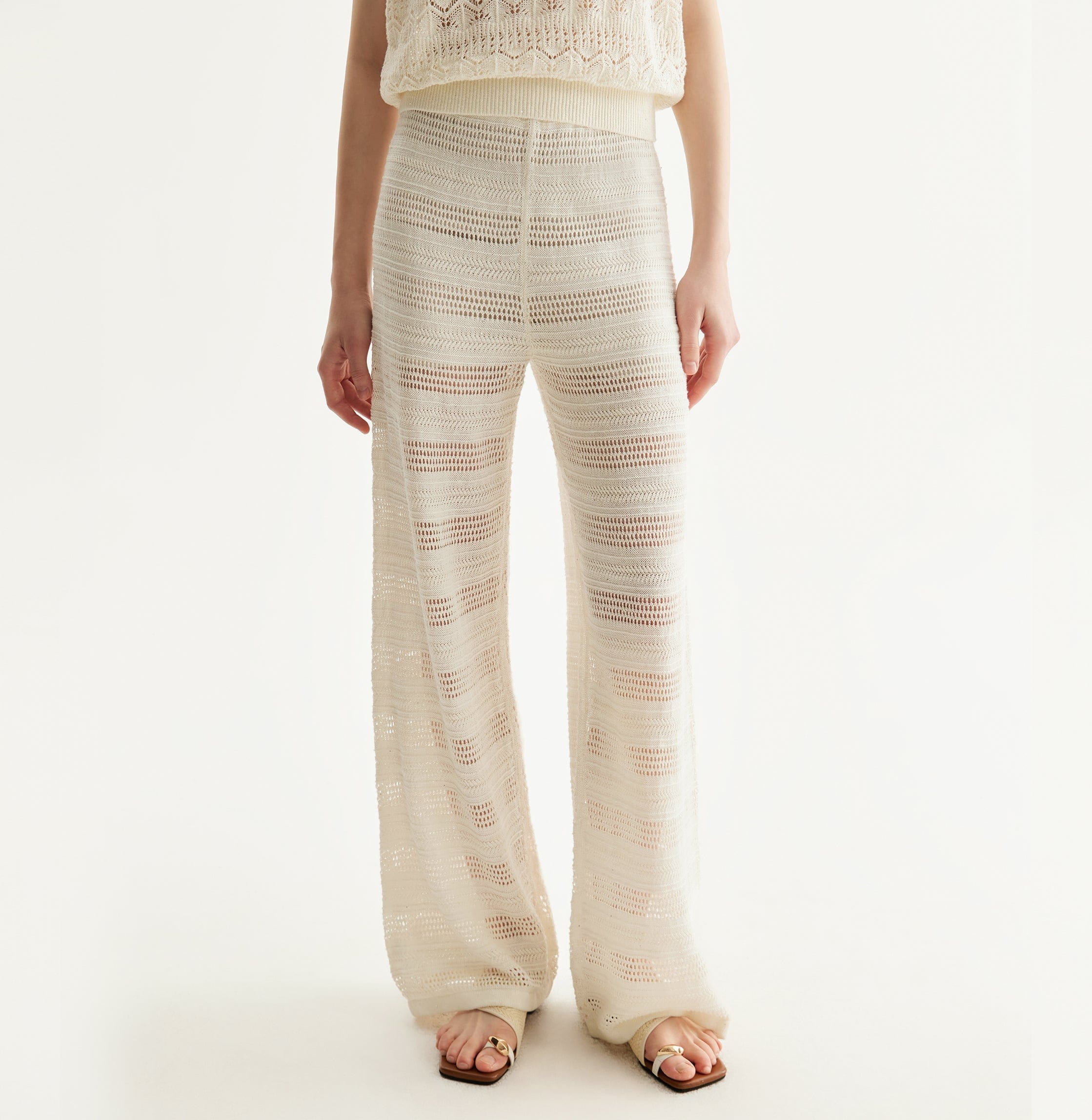 LINEN SEQUINED POINTELLE TROUSERS made by CRUSH Collection