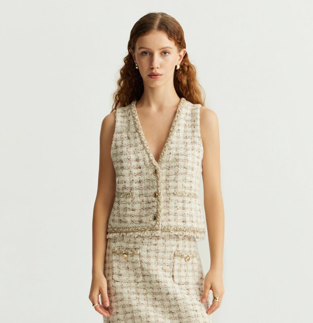 HOUNDSTOOTH V-NECK VEST made by CRUSH Collection