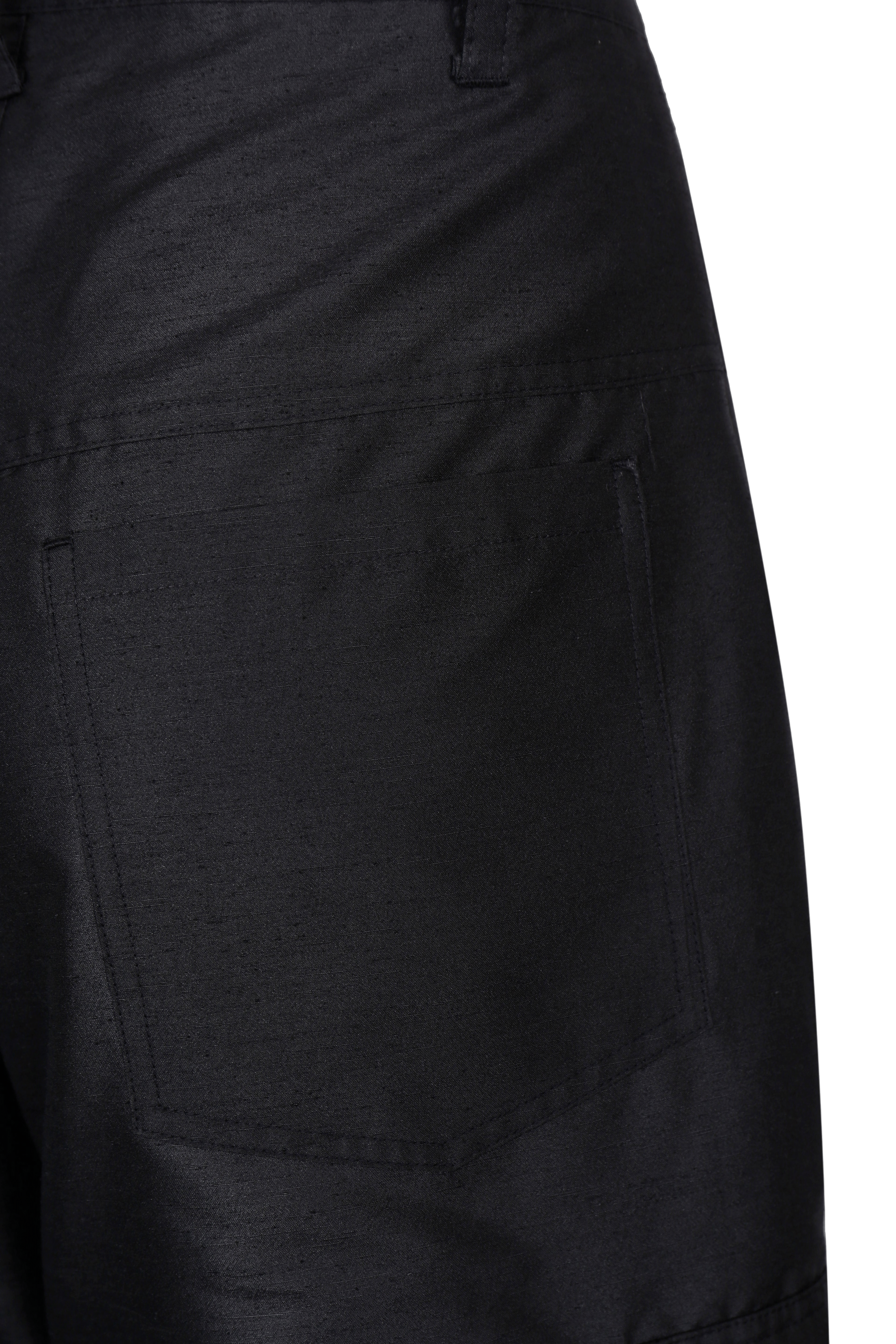 BLACK SATIN-FINISH CARGO TROUSERS made by YIBRI