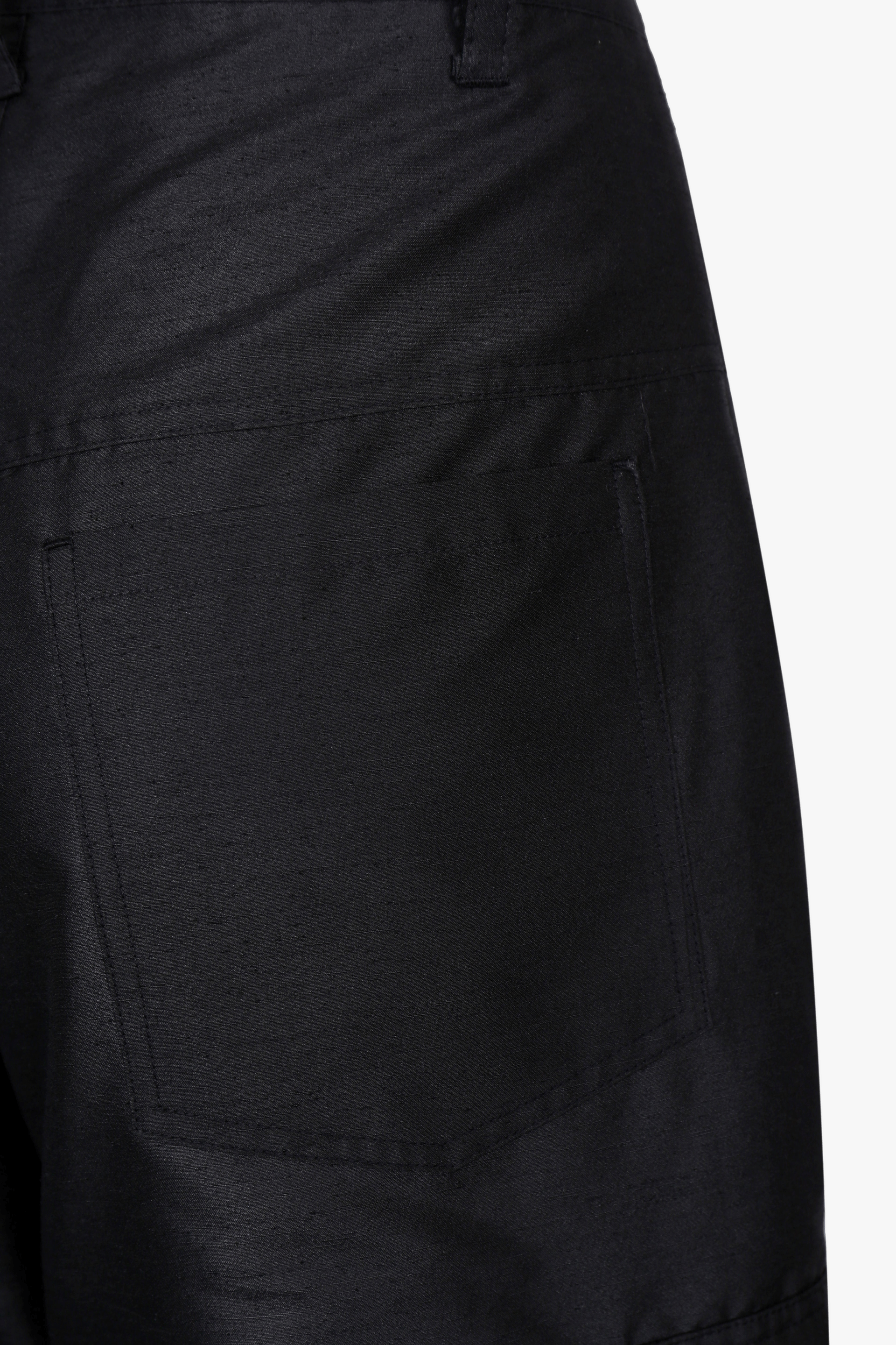 BLACK SATIN-FINISH CARGO TROUSERS made by YIBRI