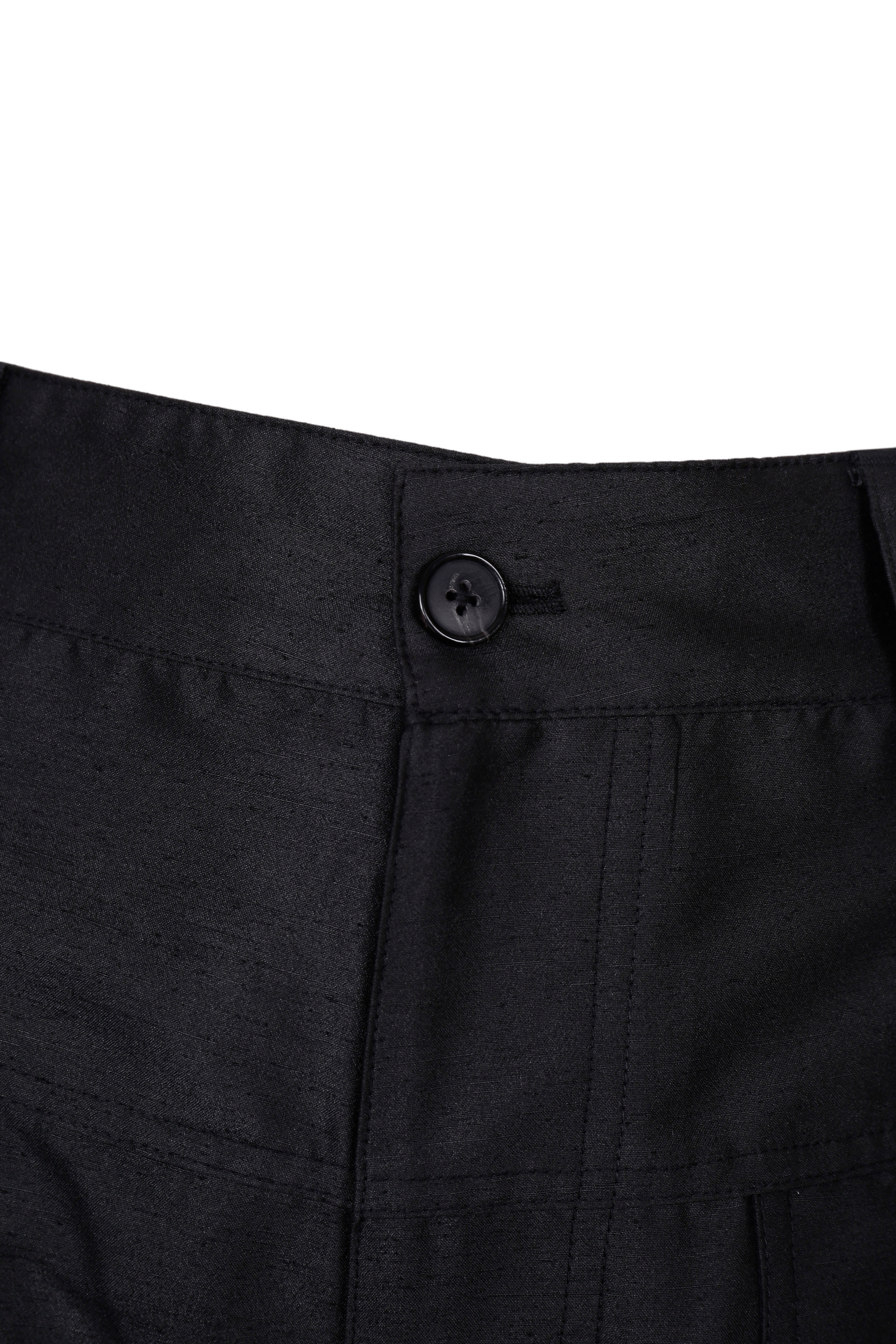 BLACK SATIN-FINISH CARGO TROUSERS made by YIBRI