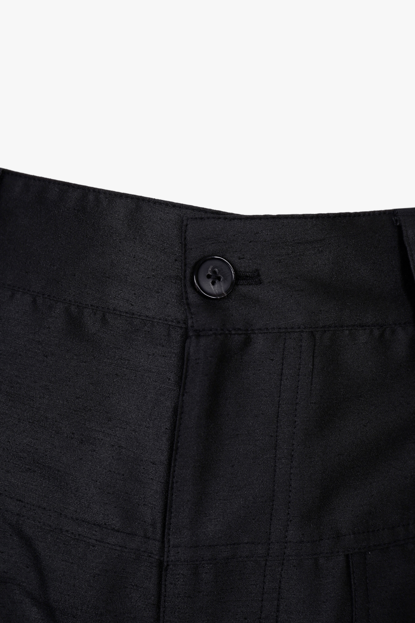 BLACK SATIN-FINISH CARGO TROUSERS made by YIBRI
