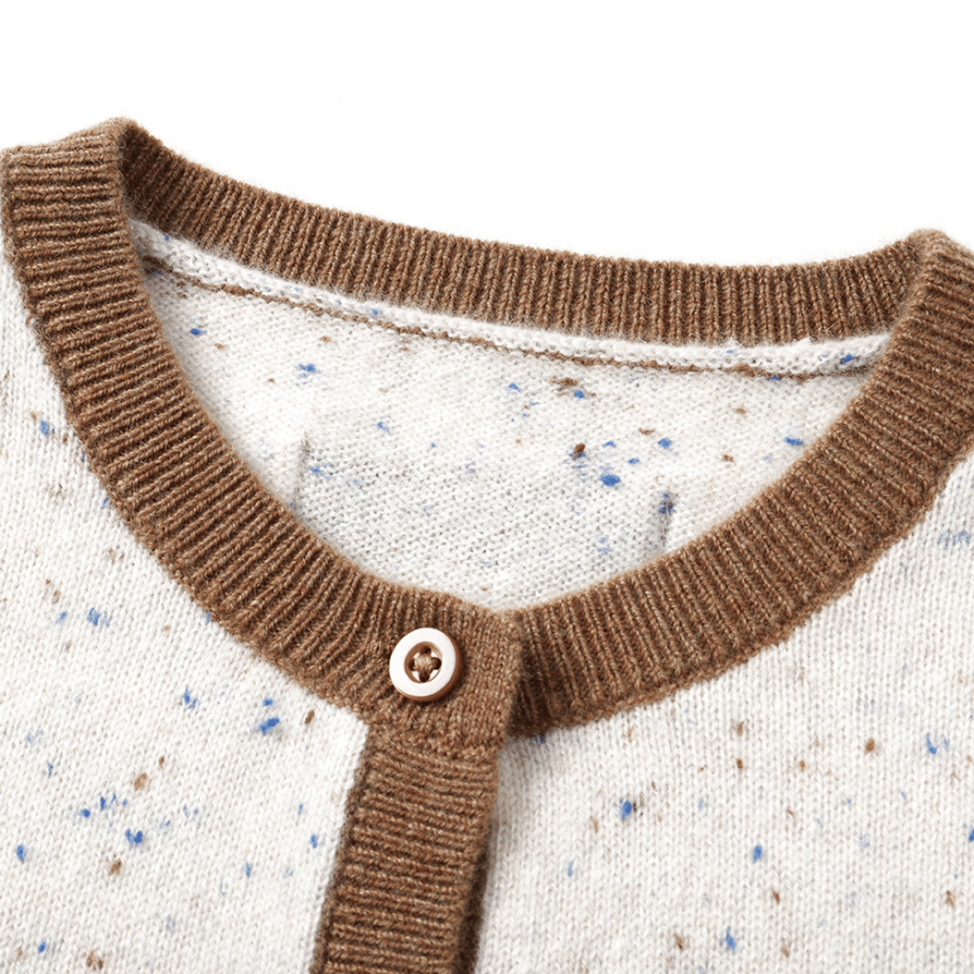 Heirloom Speckle 100% Cashmere Cardigan | Almond Cream made by CozyU