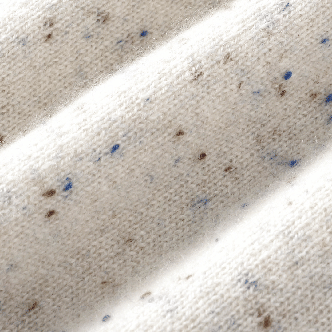 Heirloom Speckle 100% Cashmere Cardigan | Almond Cream made by CozyU