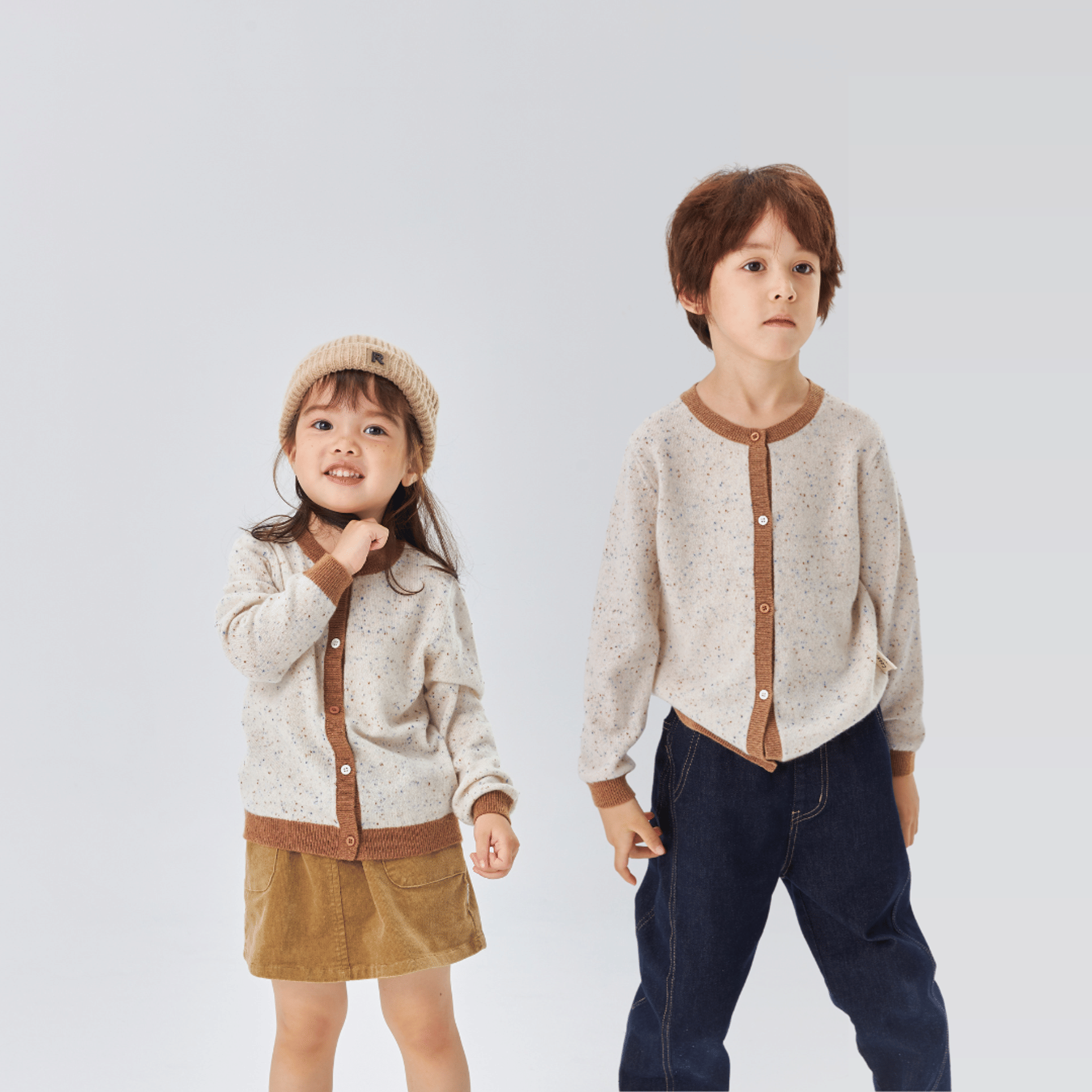 Heirloom Speckle 100% Cashmere Cardigan | Almond Cream made by CozyU