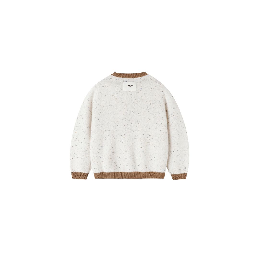 Heirloom Speckle 100% Cashmere Cardigan | Almond Cream made by CozyU