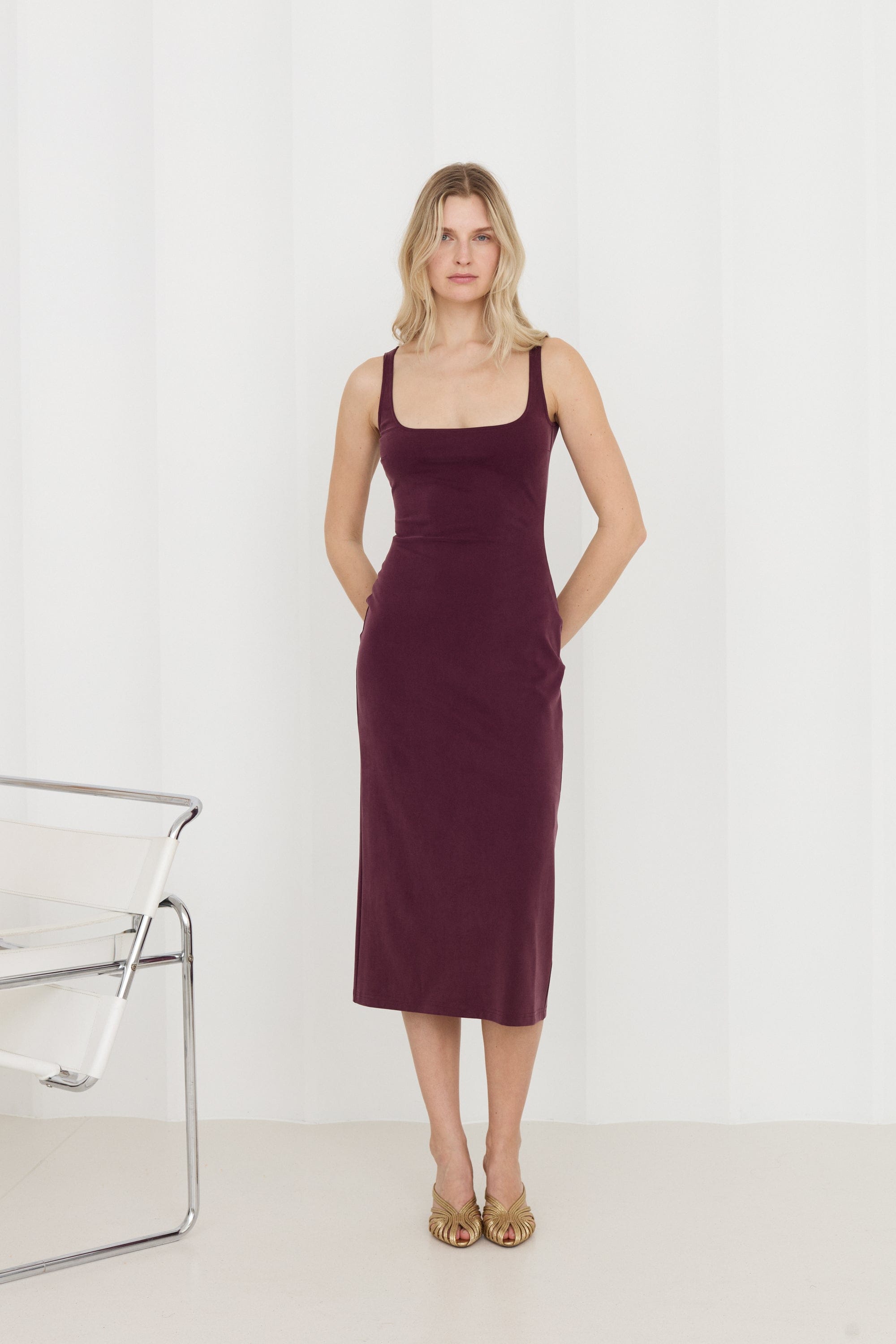 OLIVIA Grape Purple Midi Bodycon Dress made by UNDRESS