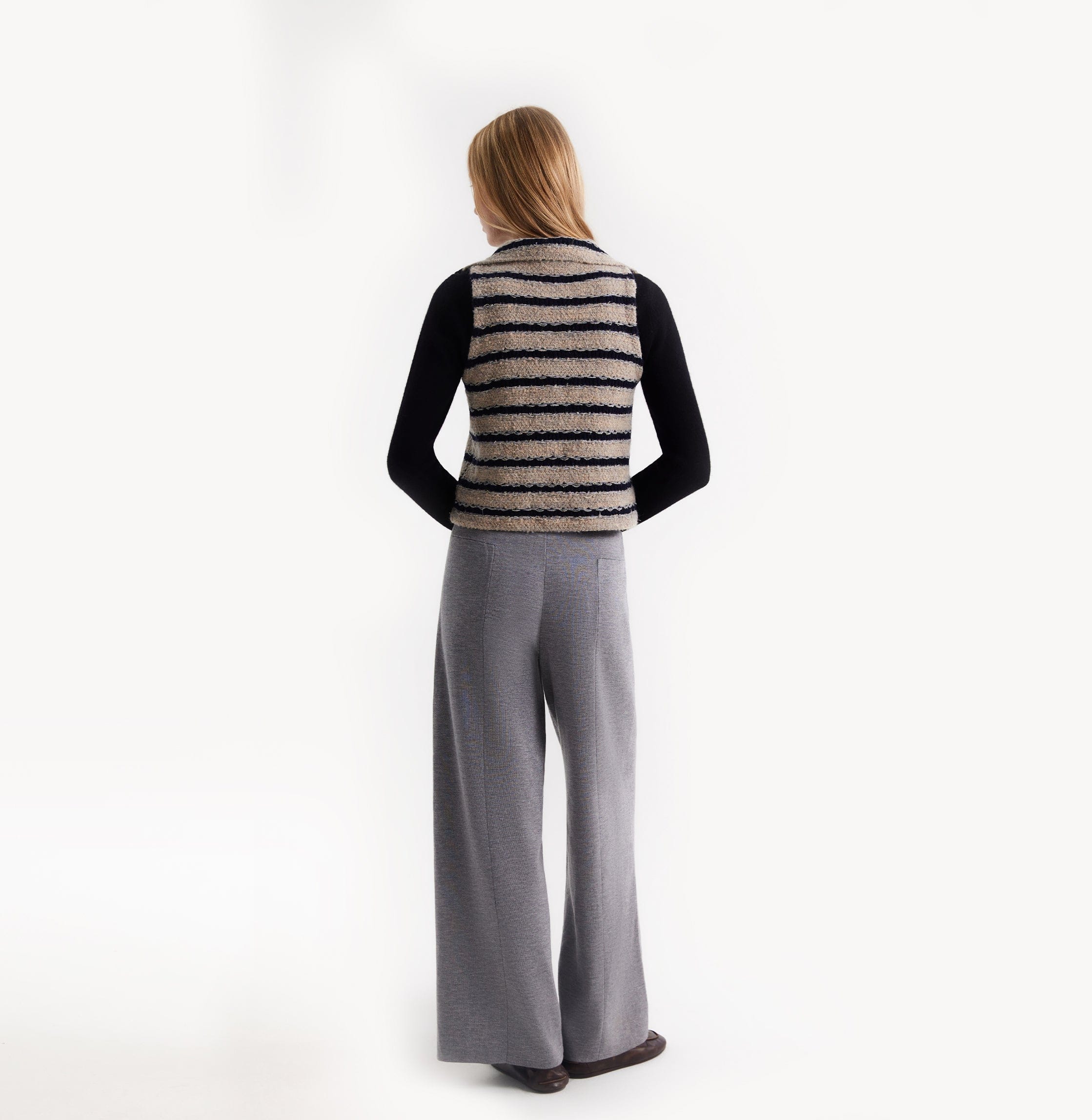 METALLIC SHIMMERY WIDE-LEG PANTS made by CRUSH Collection