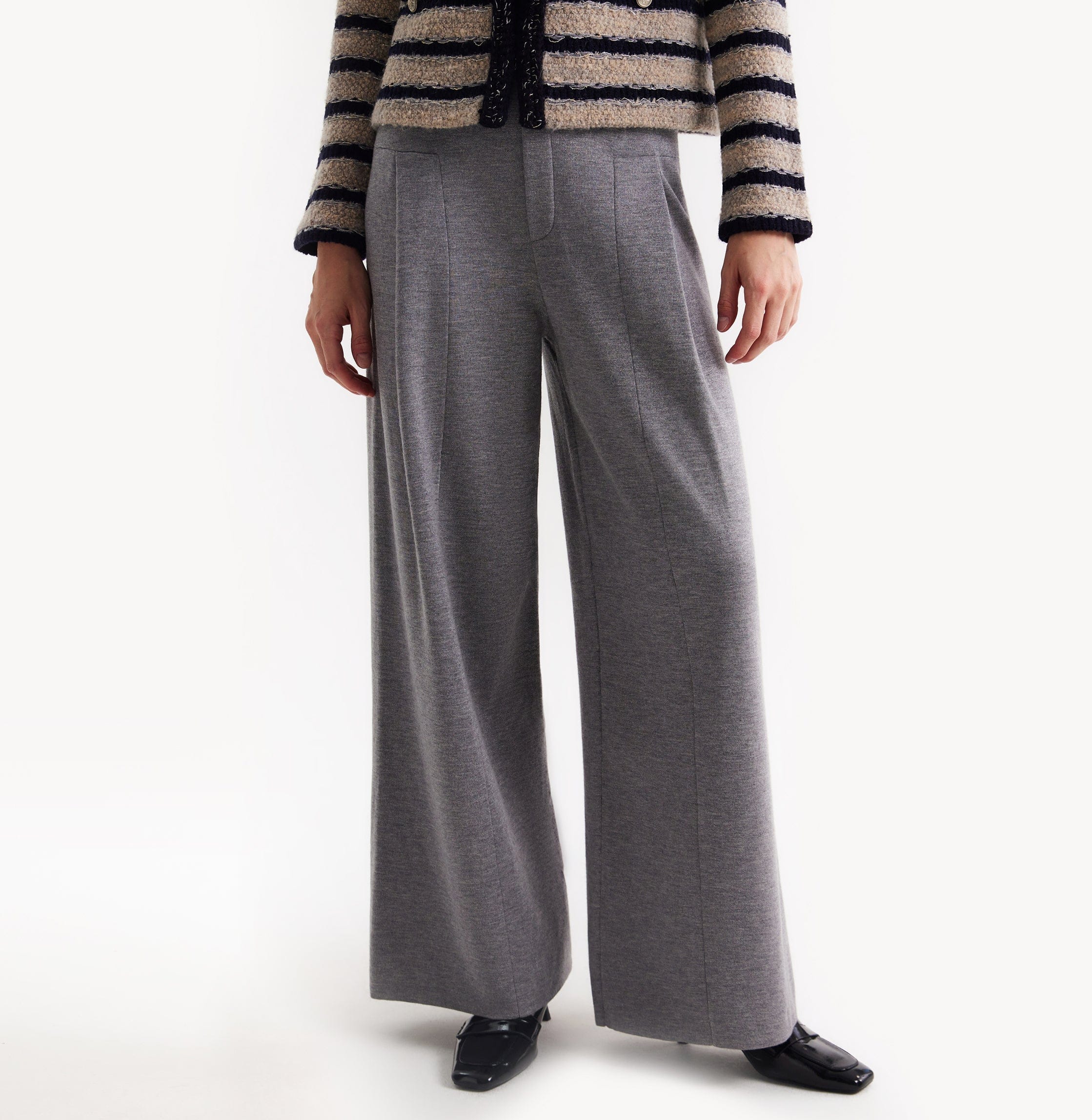 METALLIC SHIMMERY WIDE-LEG PANTS made by CRUSH Collection