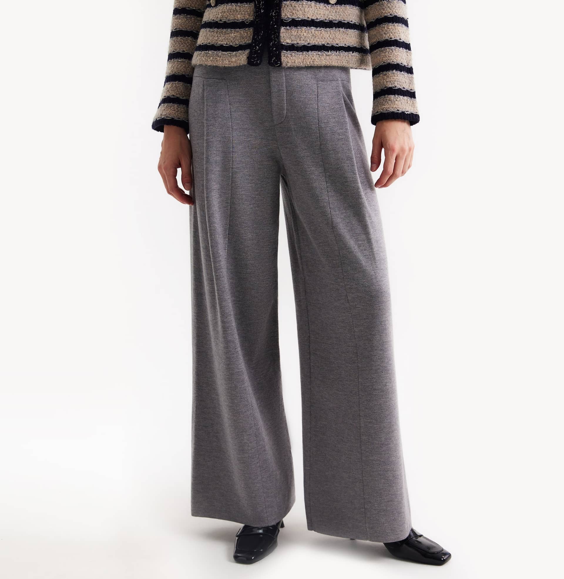 METALLIC SHIMMERY WIDE-LEG PANTS made by CRUSH Collection