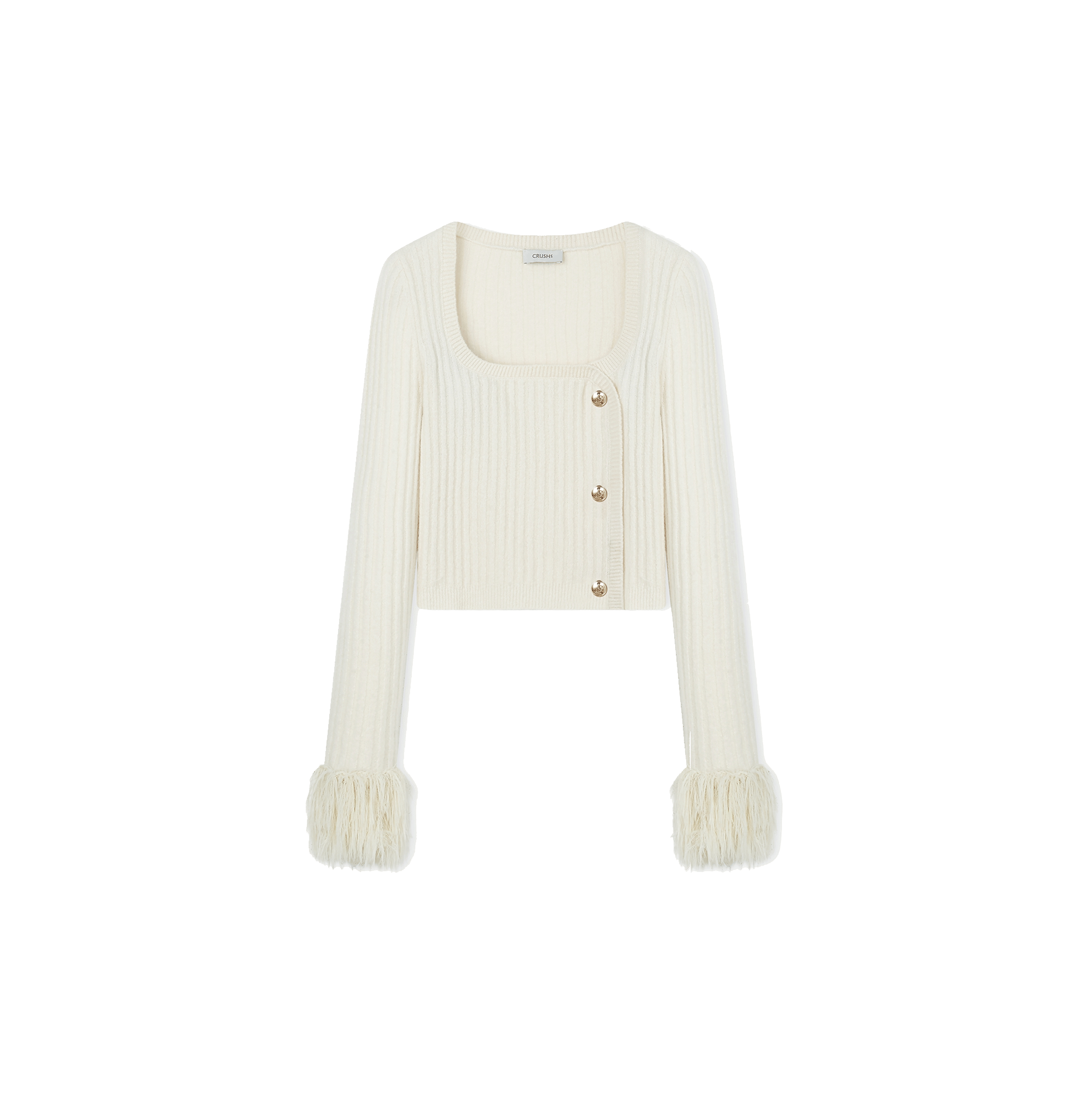 FRINGED ASYMMETRIC CASHMERE-BLEND U-NECK SWEATER made by CRUSH Collection
