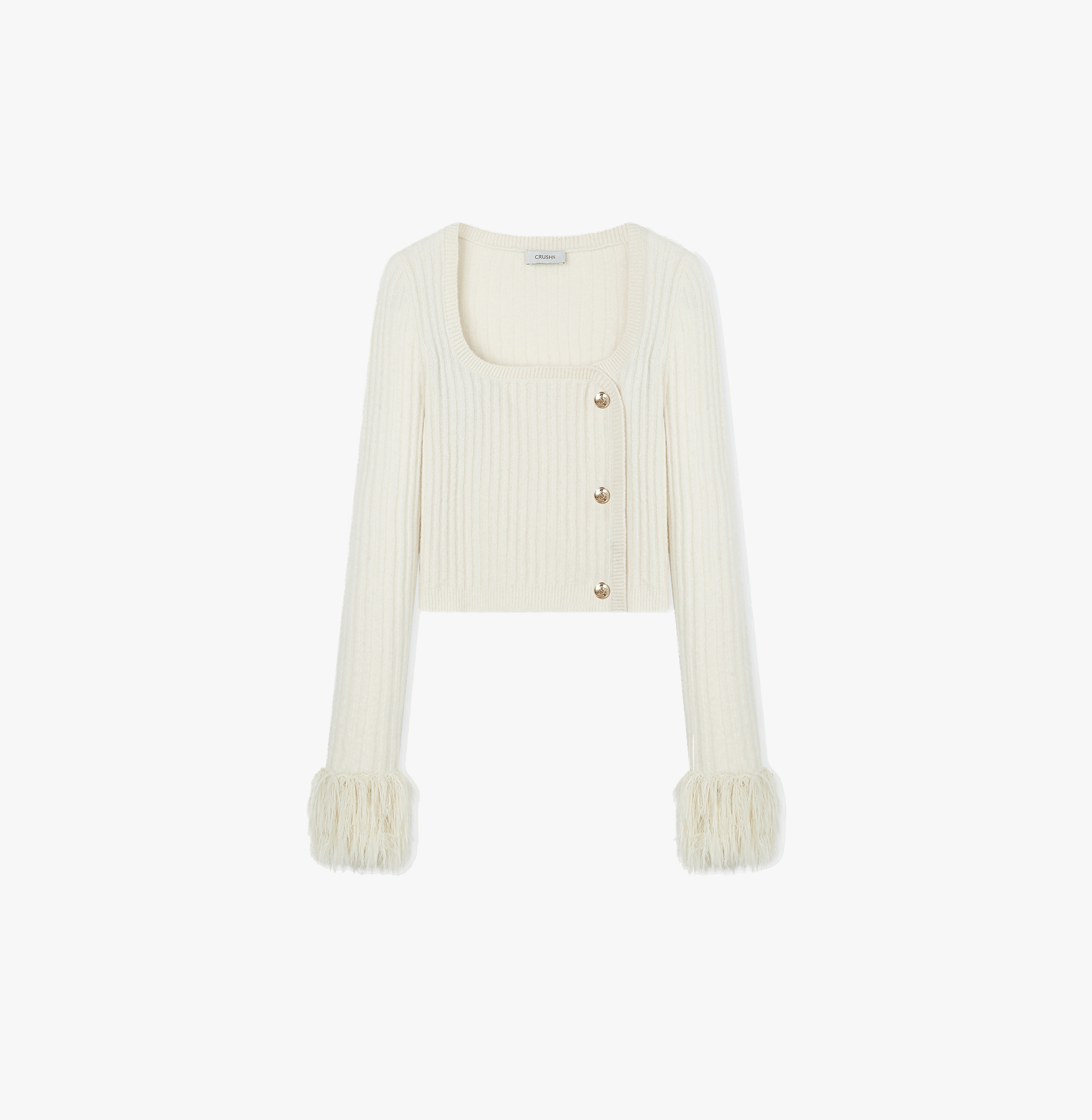 FRINGED ASYMMETRIC CASHMERE-BLEND U-NECK SWEATER made by CRUSH Collection