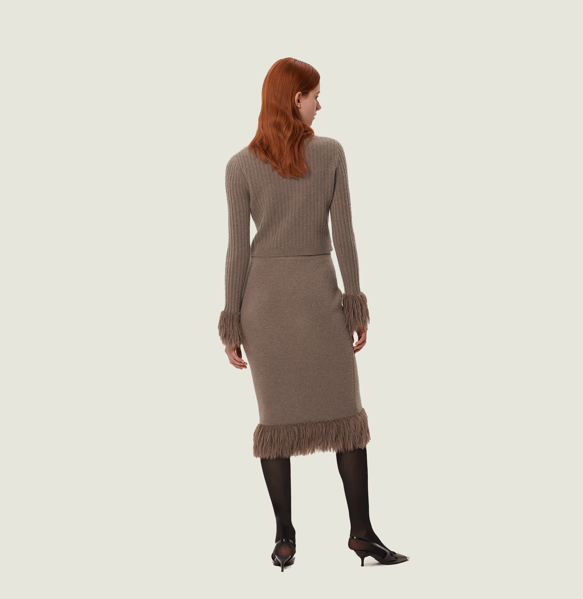 FRINGED ASYMMETRIC CASHMERE-BLEND U-NECK SWEATER made by CRUSH Collection