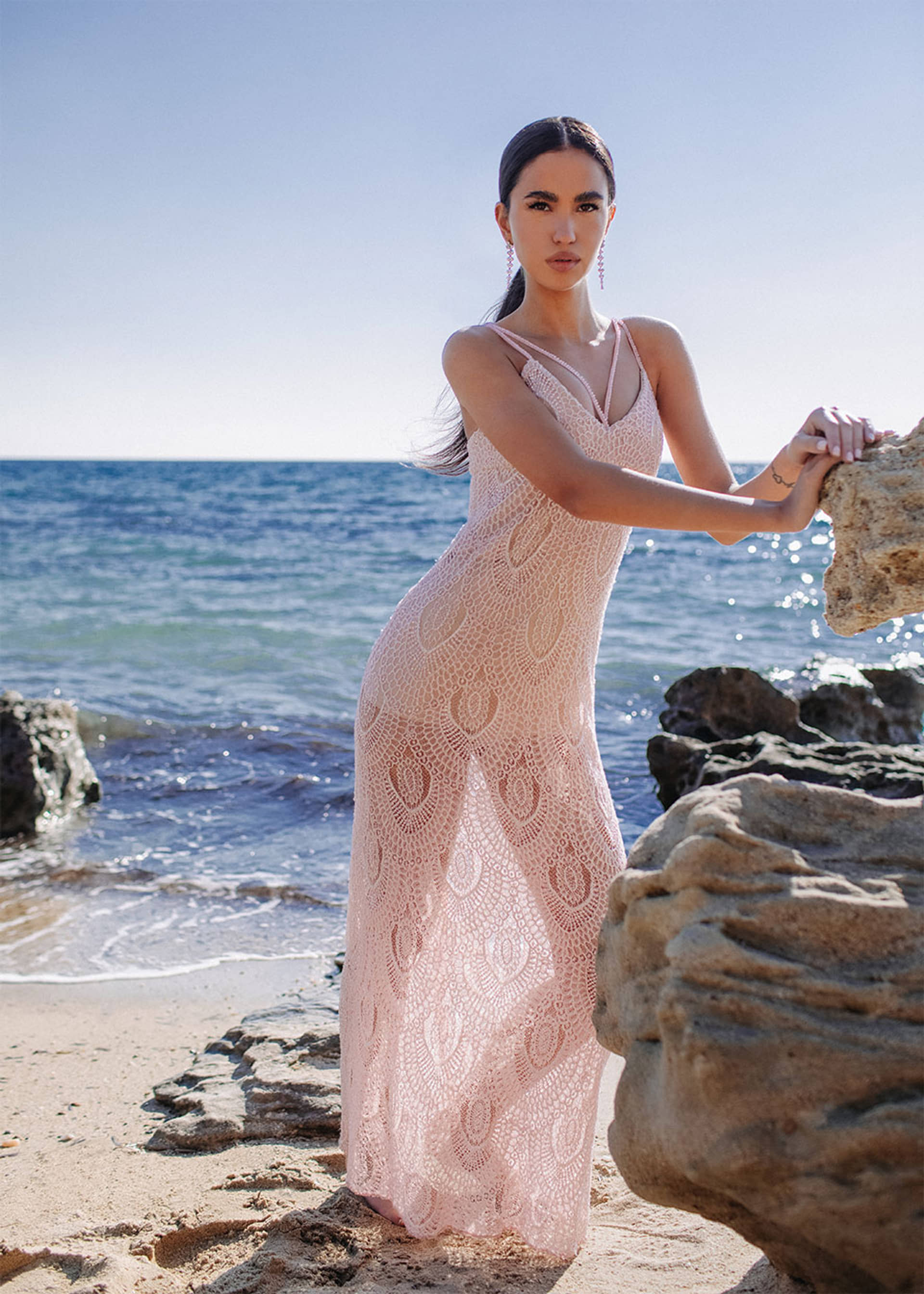 Delicate lace maxi gown made by Monika Dimova