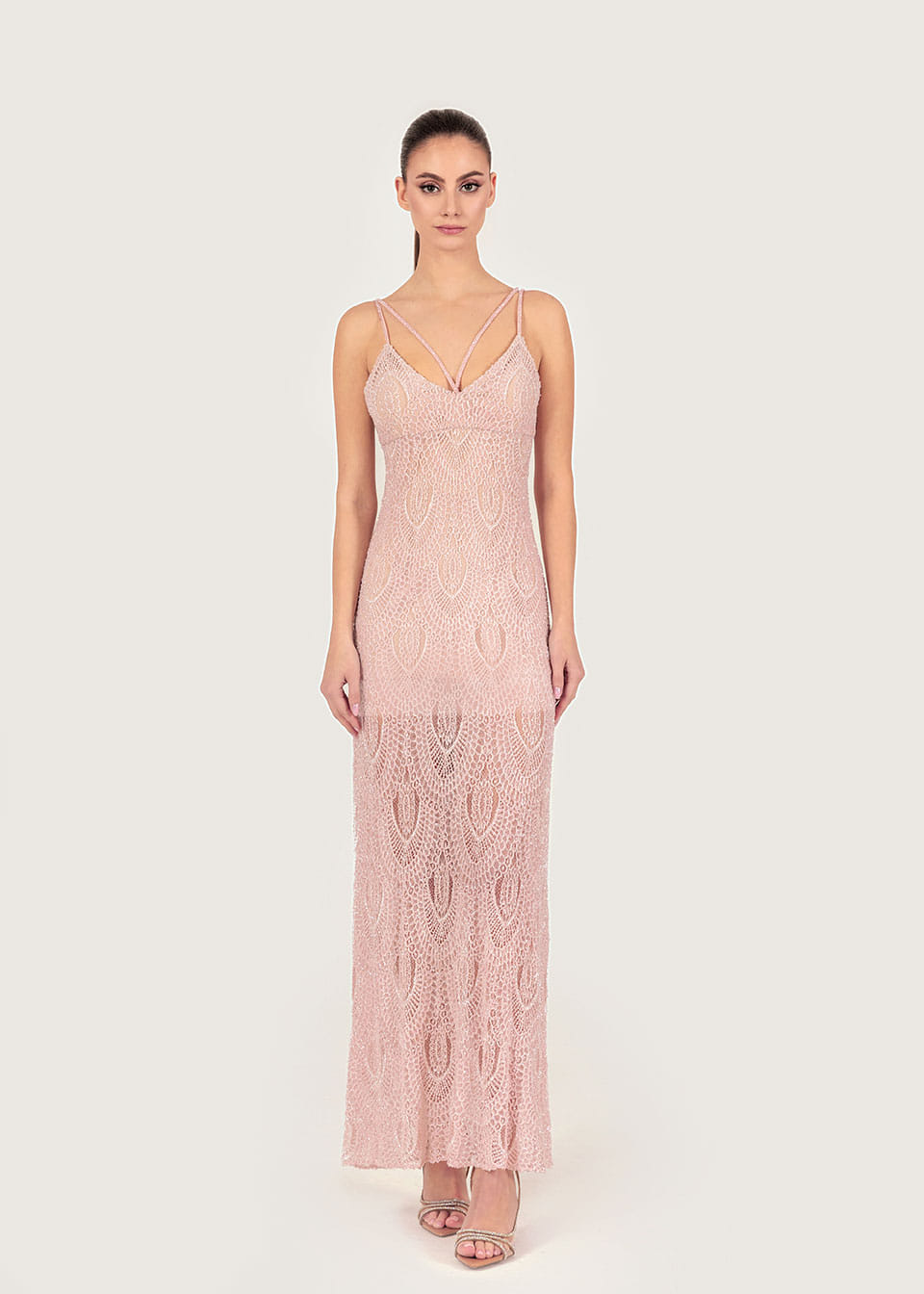Delicate lace maxi gown made by Monika Dimova