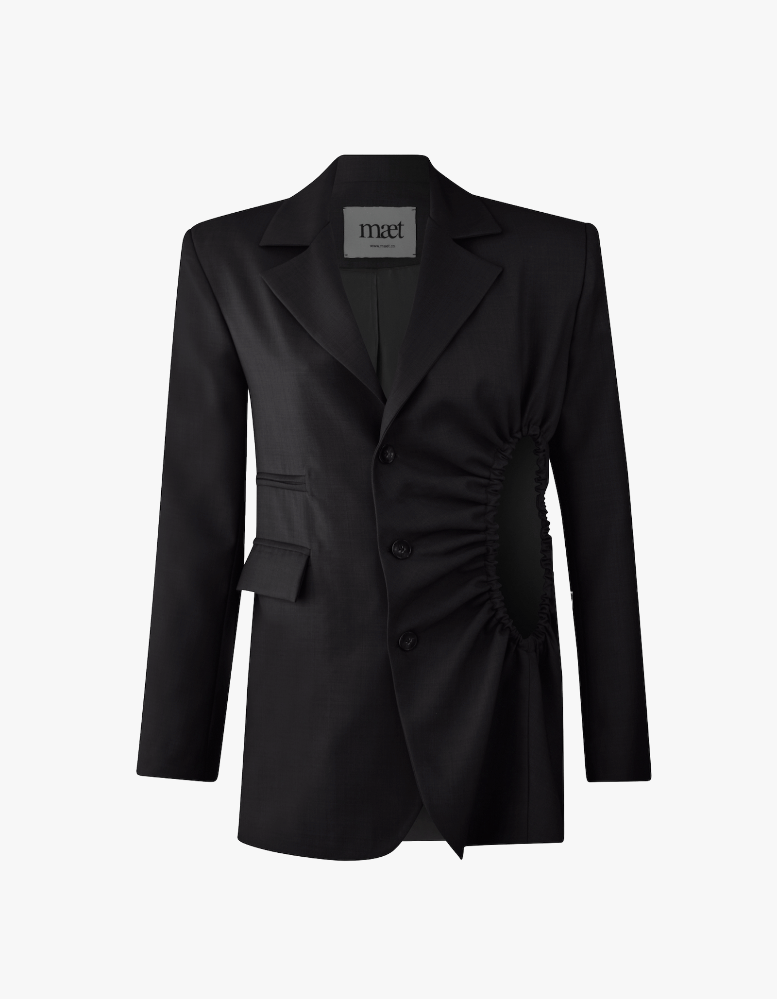 BRONTE Black Single-Breasted Jacket with Cut-Out Detail made by MAET
