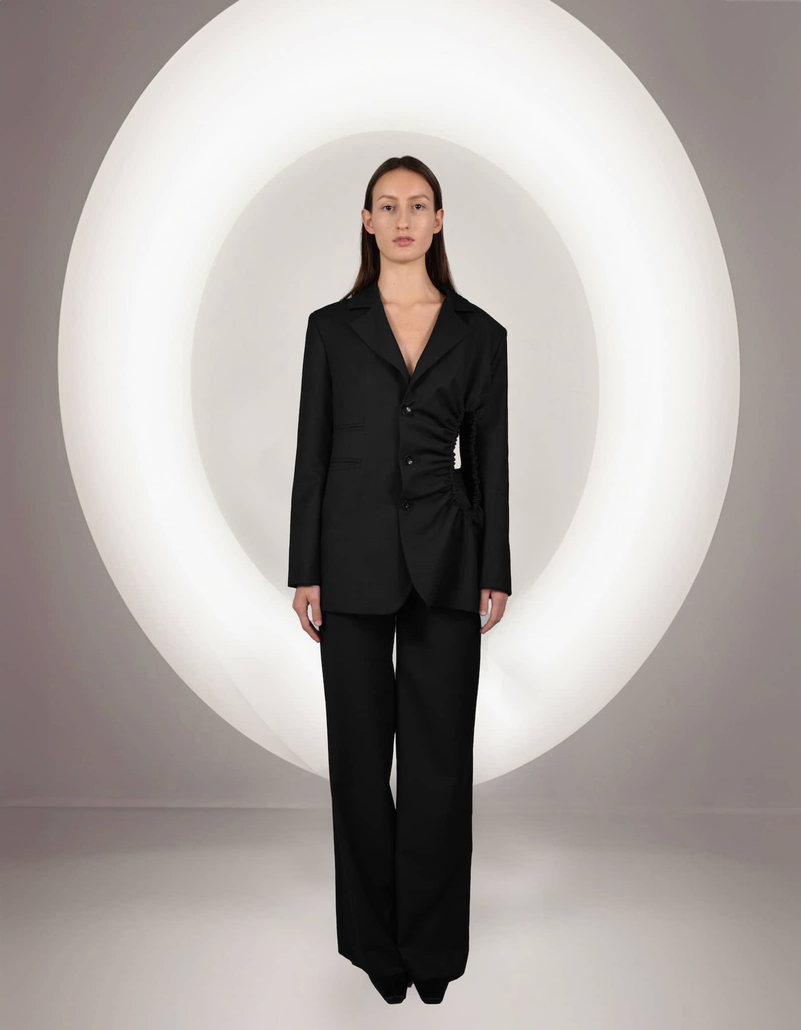 BRONTE Black Single-Breasted Jacket with Cut-Out Detail made by MAET