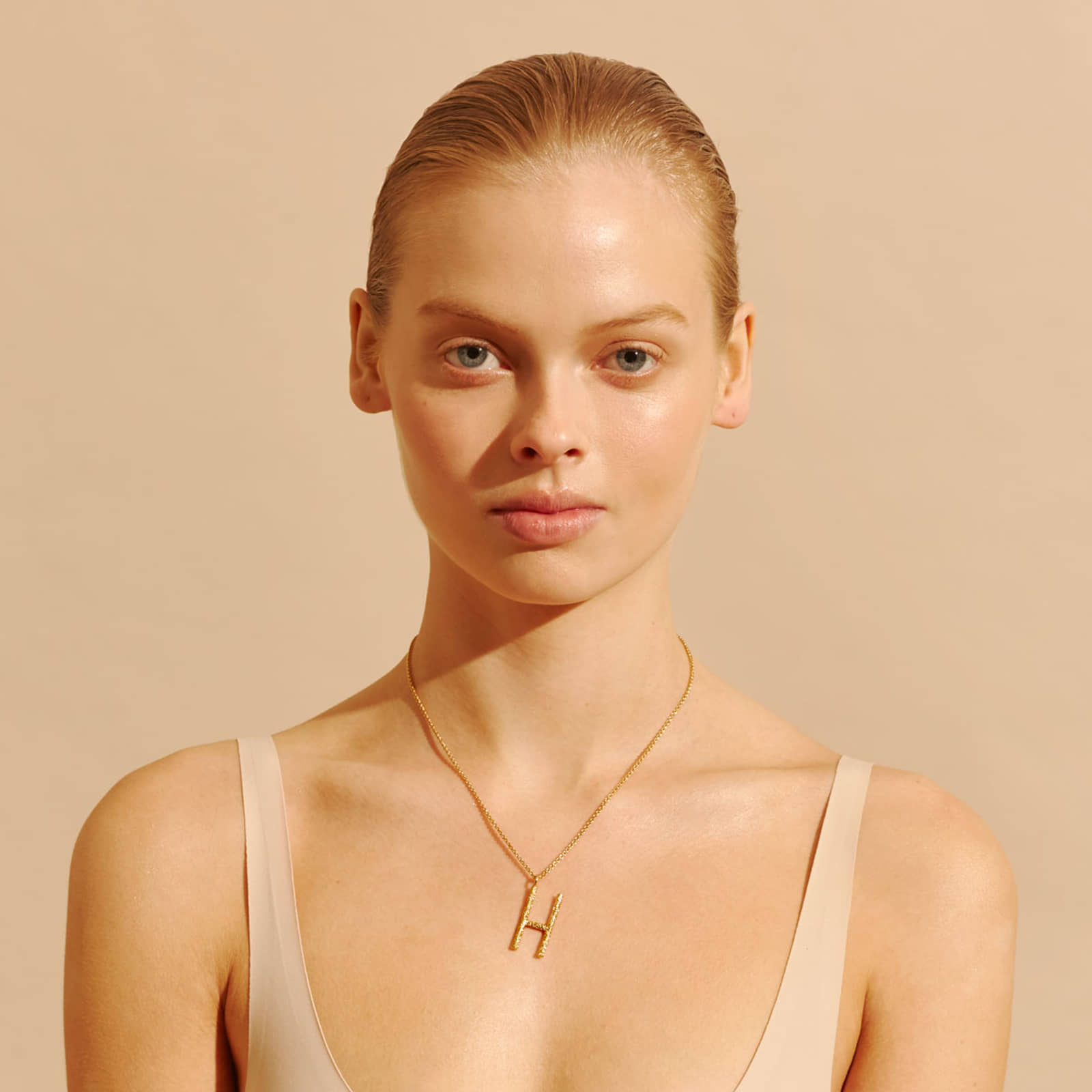 Grande Letter Necklace in Gold made by Amber Sceats