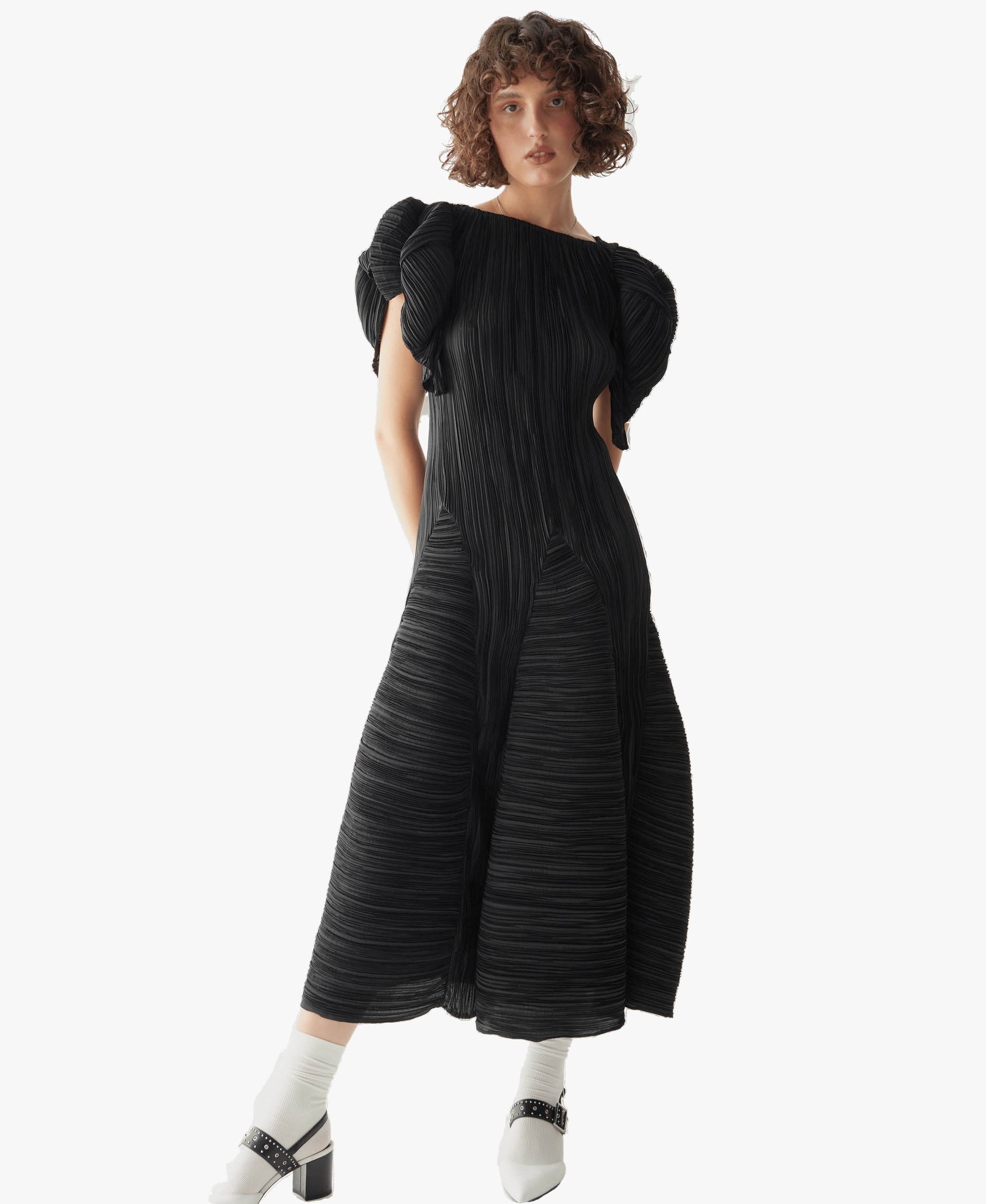 Midi pleated X-line DRESS made by Tamar Keburia