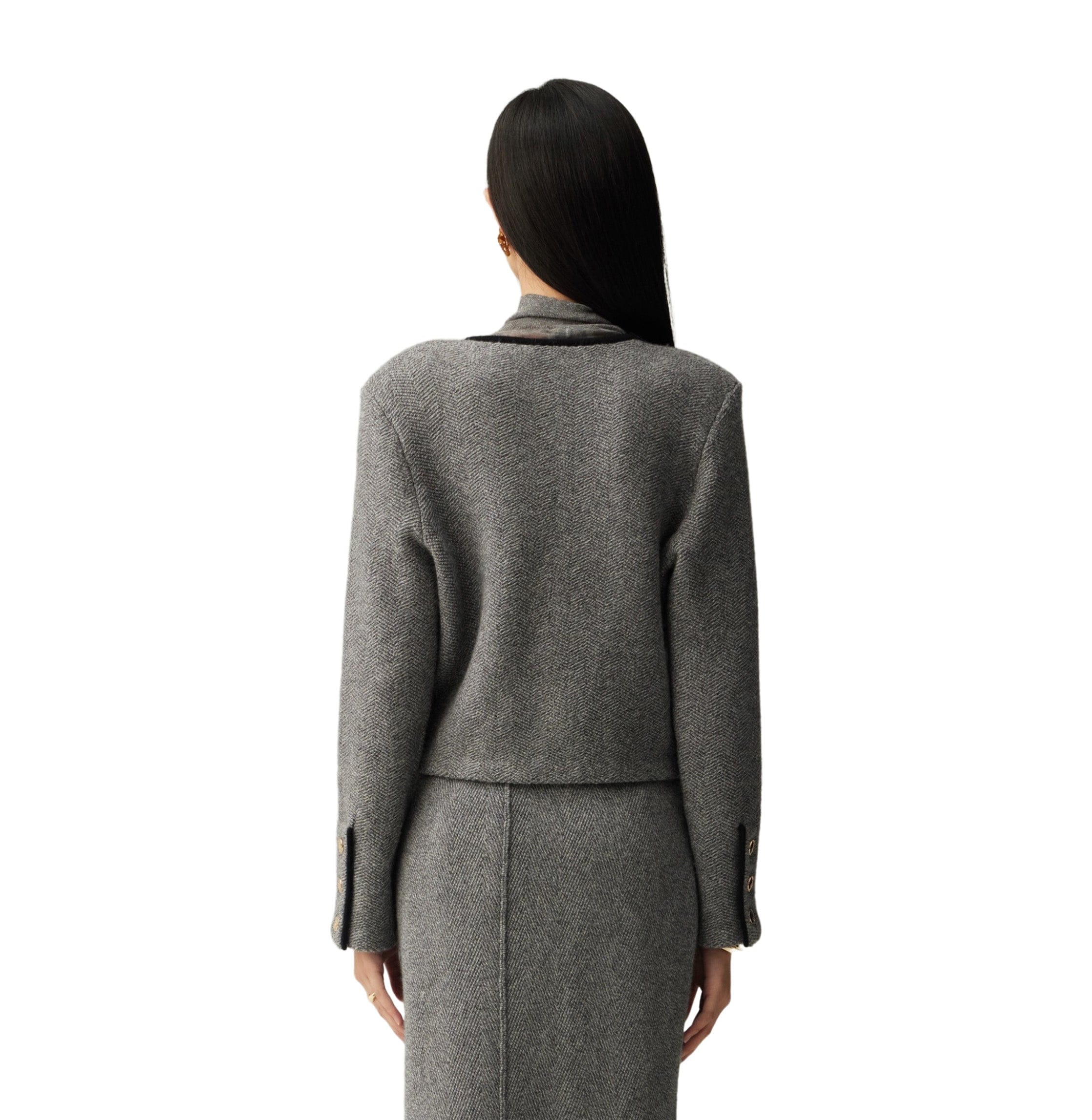 CASHMERE WOOL BLEND HERRINGBONE JACKET made by CRUSH Collection
