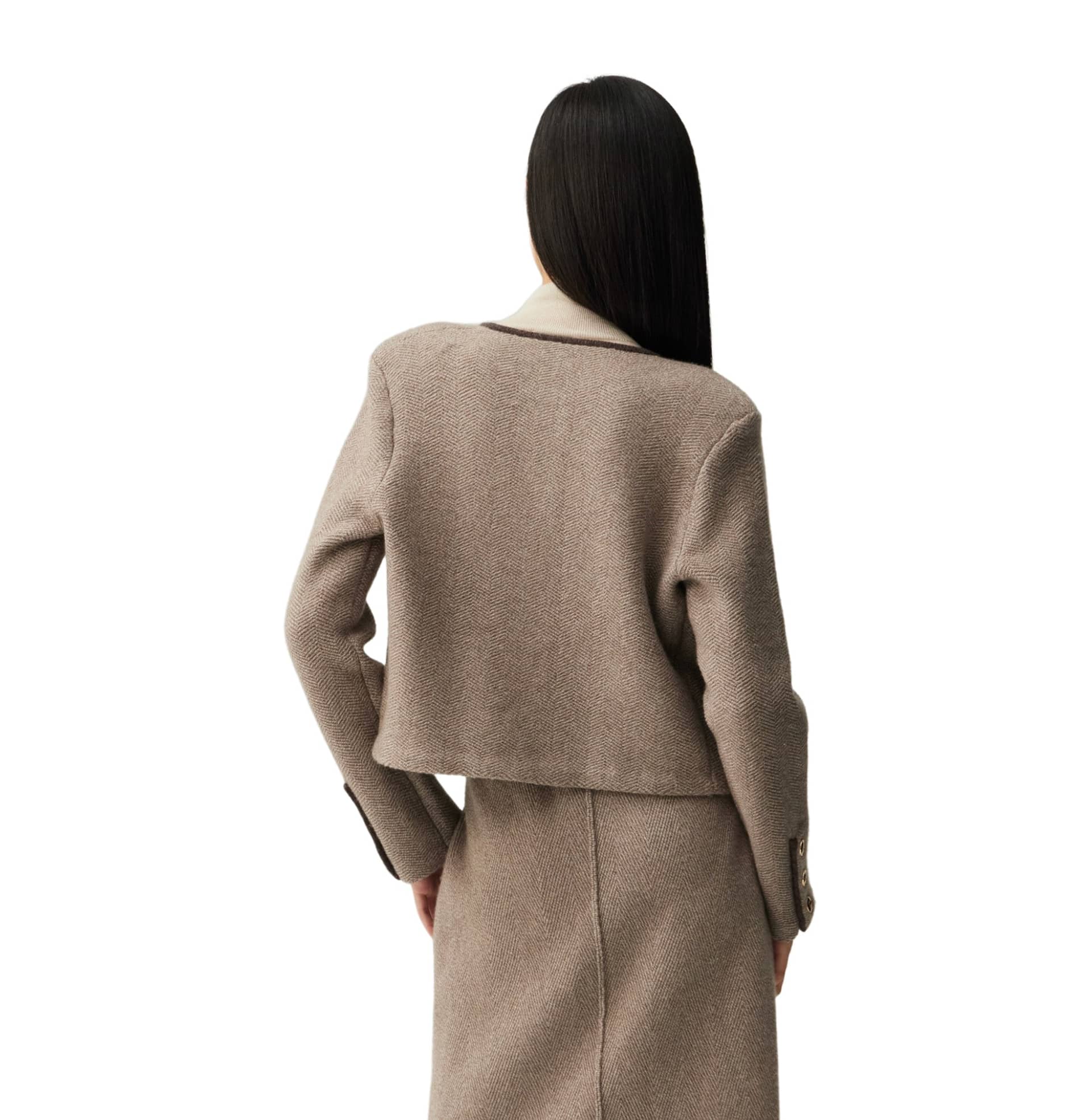 CASHMERE WOOL BLEND HERRINGBONE JACKET made by CRUSH Collection